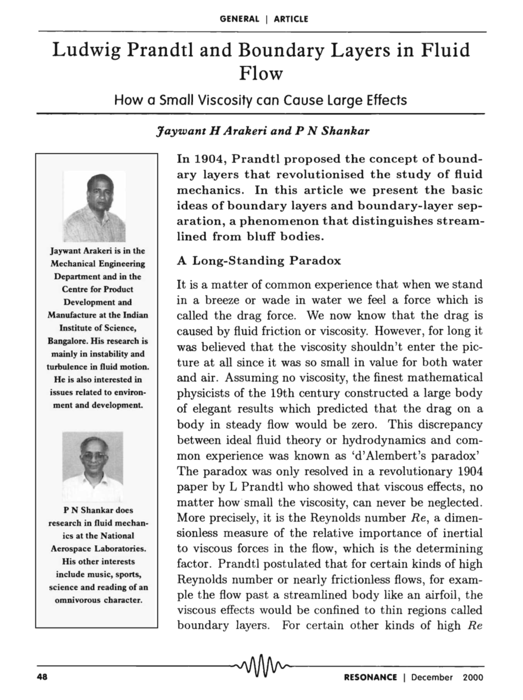 Ludwig Prandtl and Boundary Layers in Fluid Flow How a Small Viscosity Can Cause Large Effects