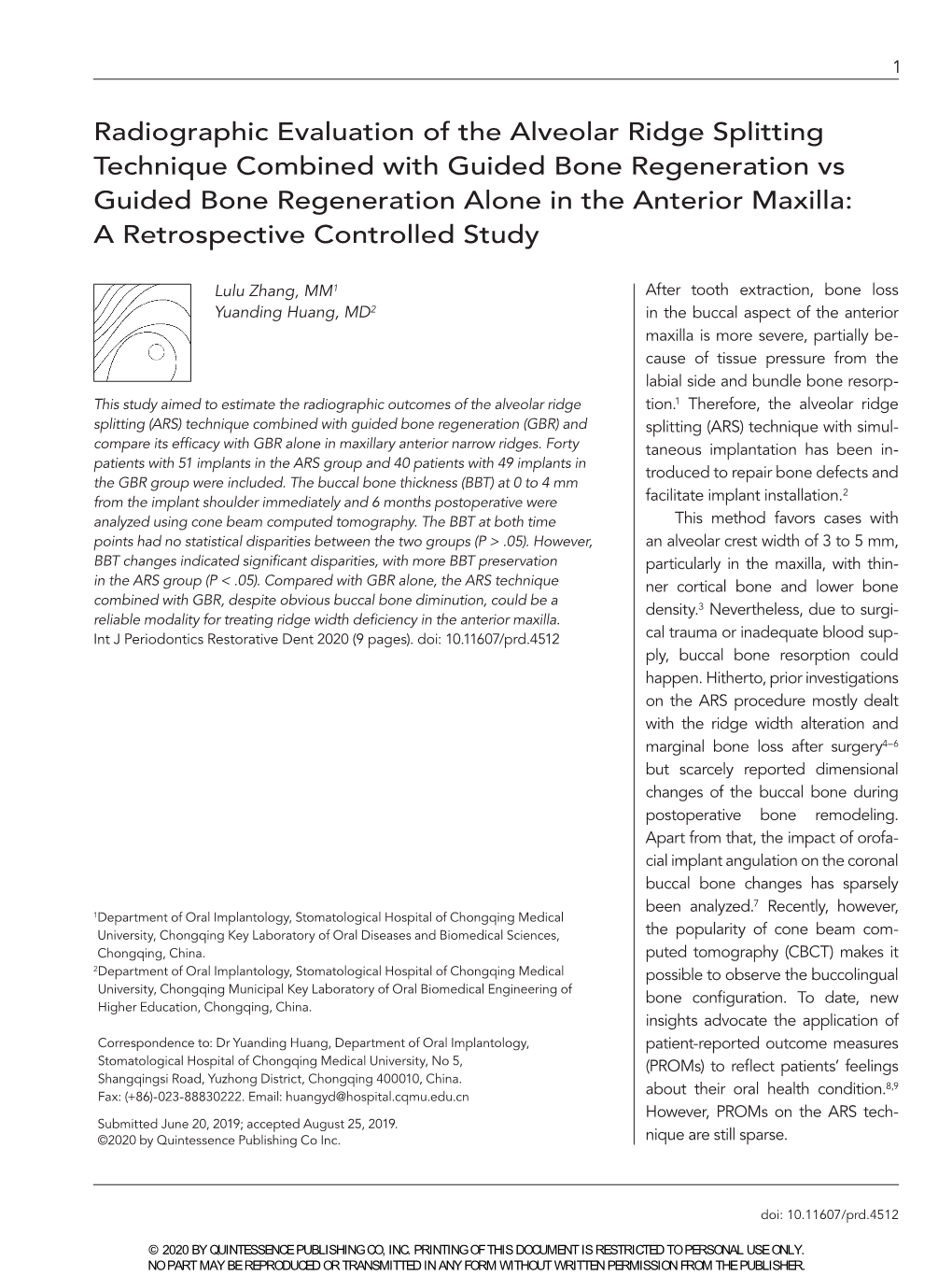 Radiographic Evaluation of the Alveolar Ridge Splitting Technique