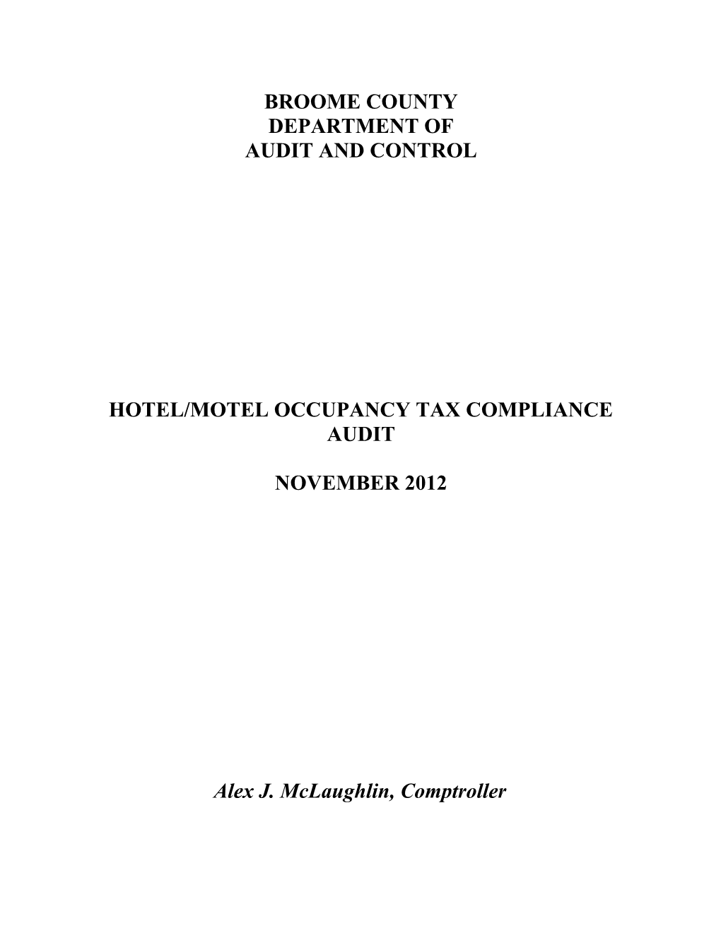 Hotel/Motel Occupancy Tax Compliance Audit