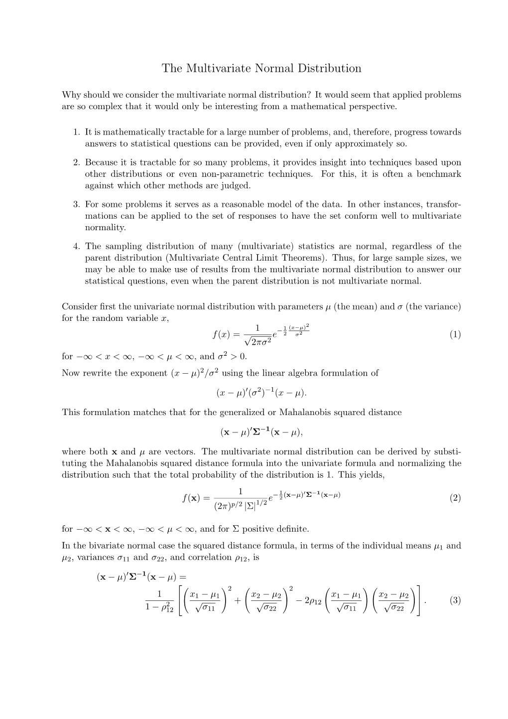 The Multivariate Normal Distribution