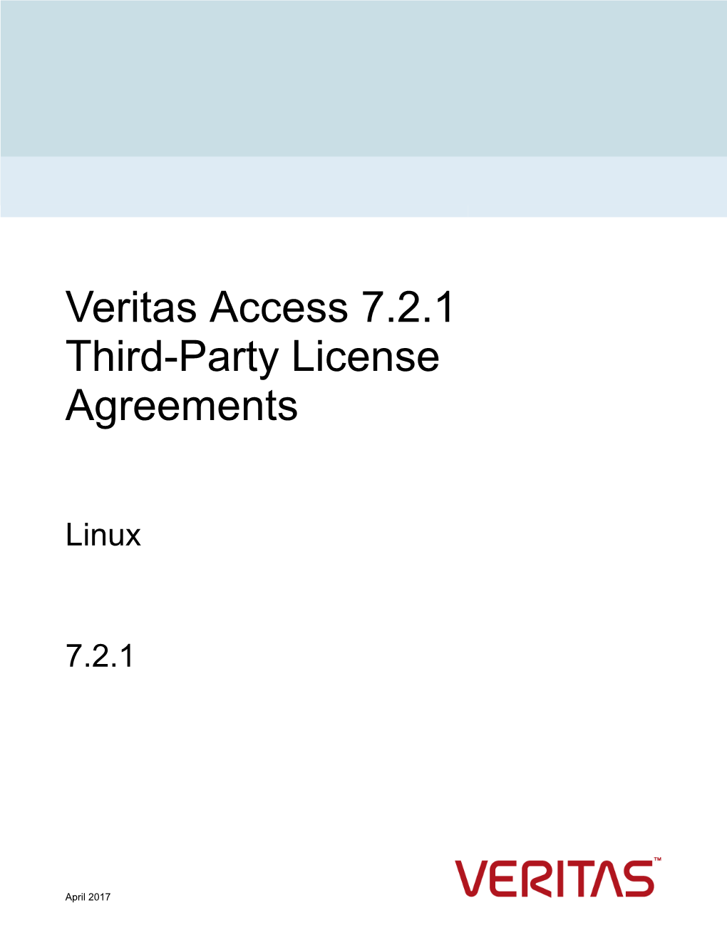 Veritas Access 7.2.1 Third-Party License Agreements : Linux