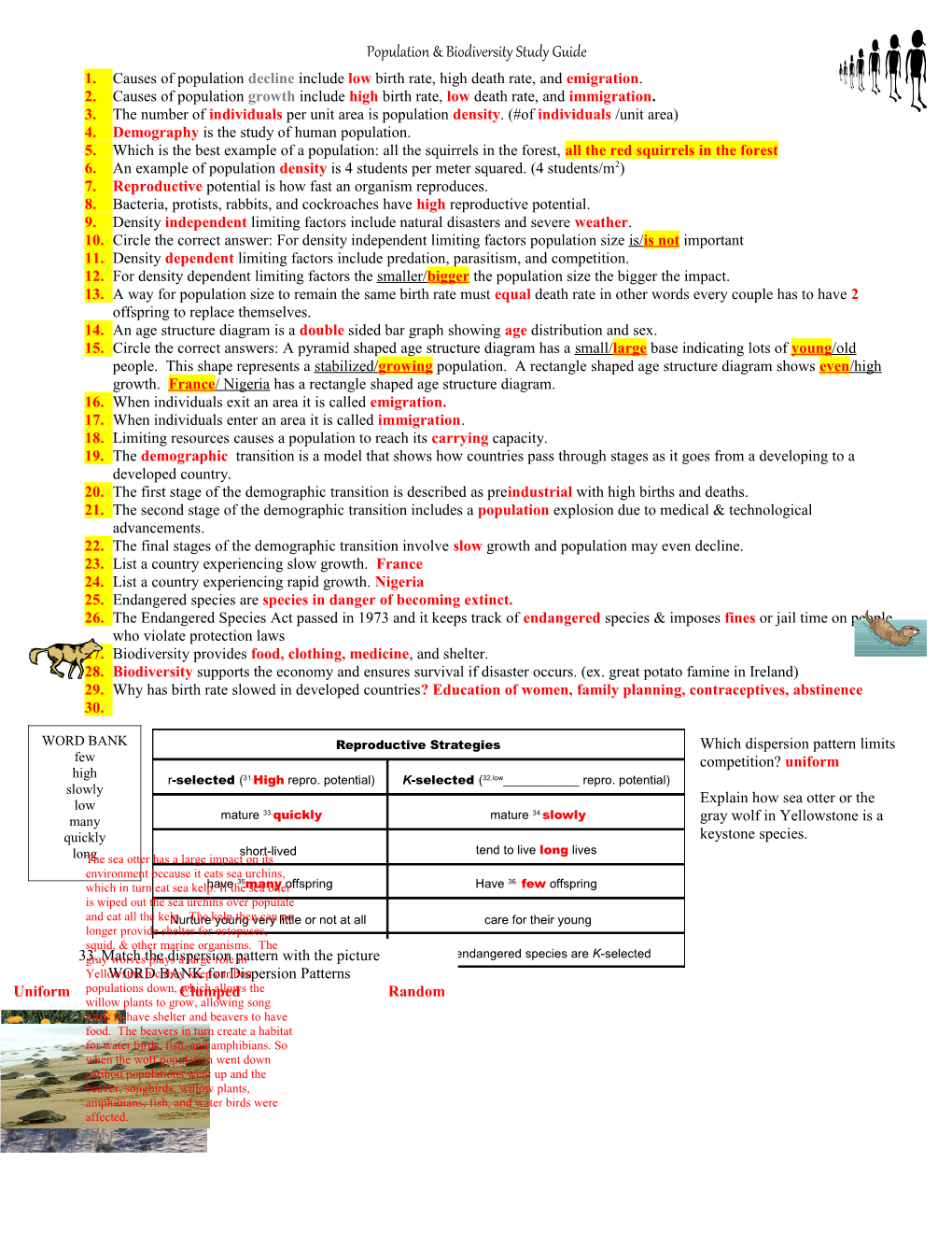 Population & Biodiversity Study Guide