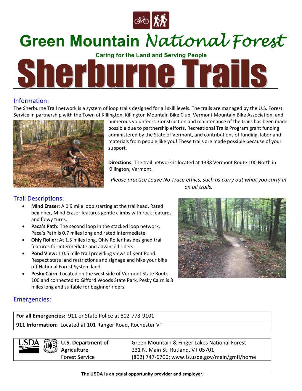 Sherburne Hills Trail Map and Area Information