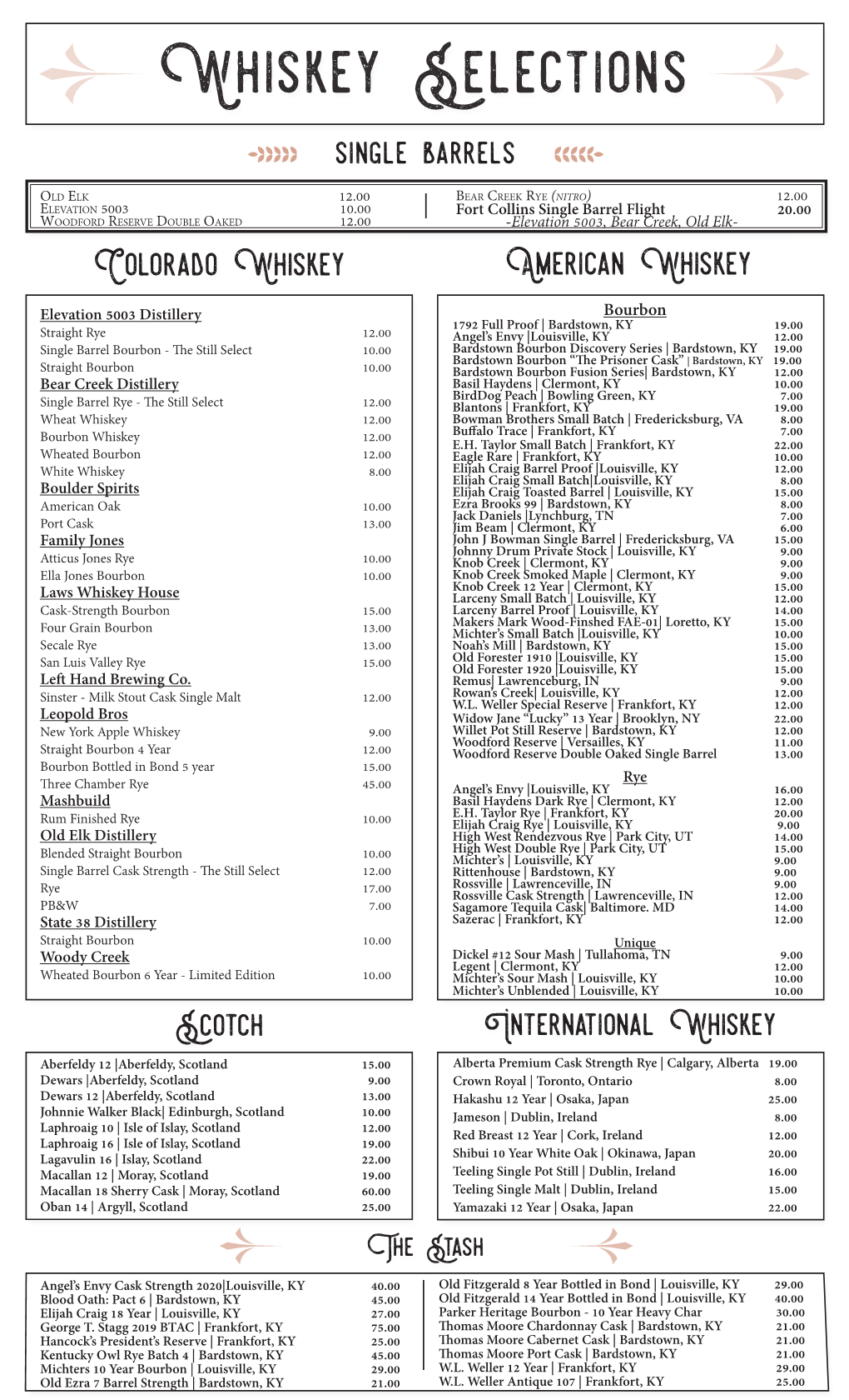 Whiskey Selections Single Barrels