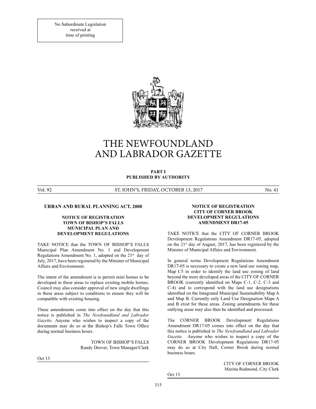 The Newfoundland and Labrador Gazette