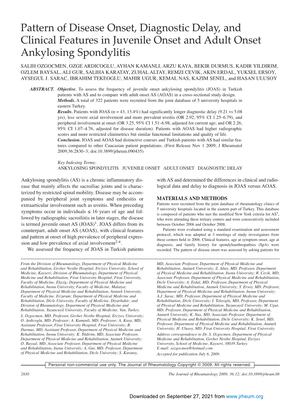 Pattern of Disease Onset, Diagnostic Delay, and Clinical Features In