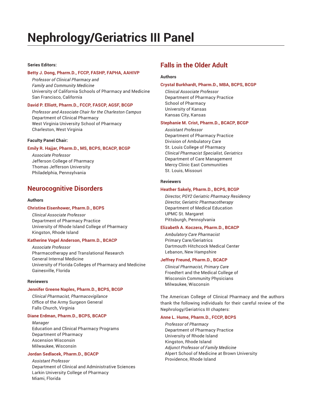 Nephrology/Geriatrics III Panel