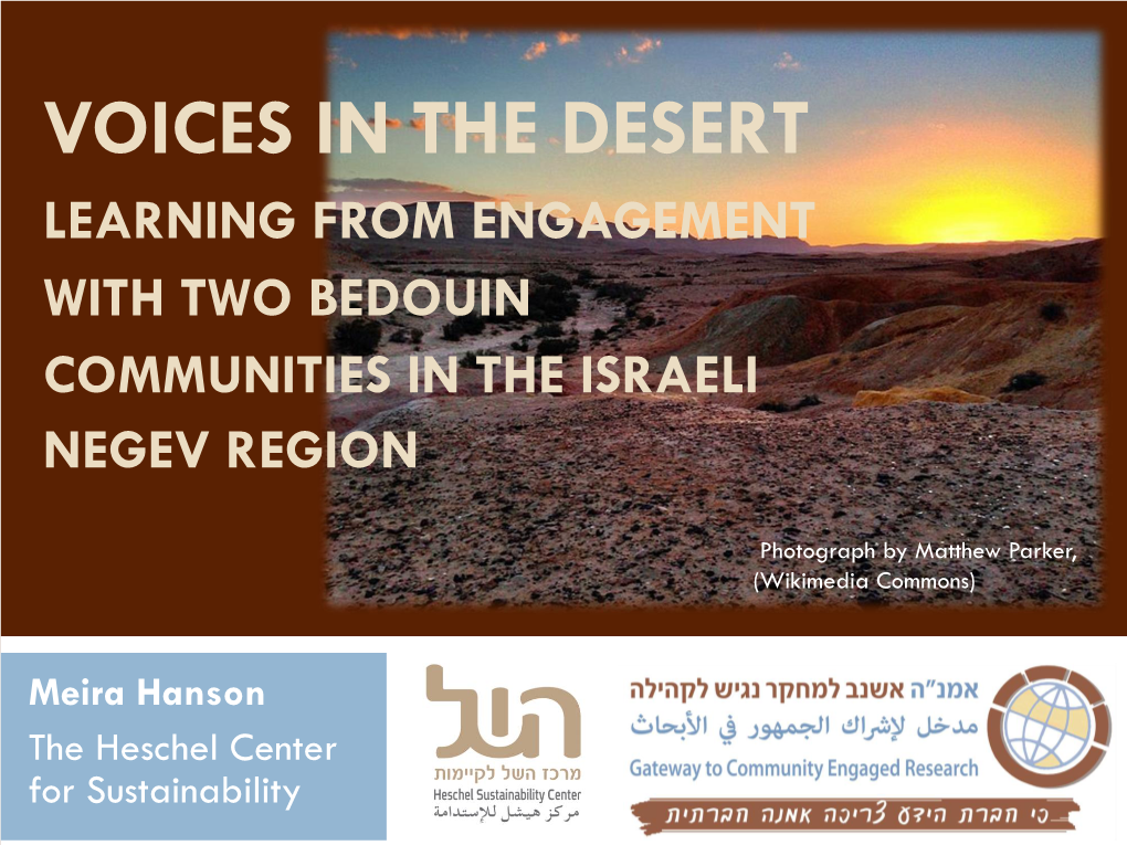 Learning from Engagement with Two Bedouin Communities in the Israeli Negev Region