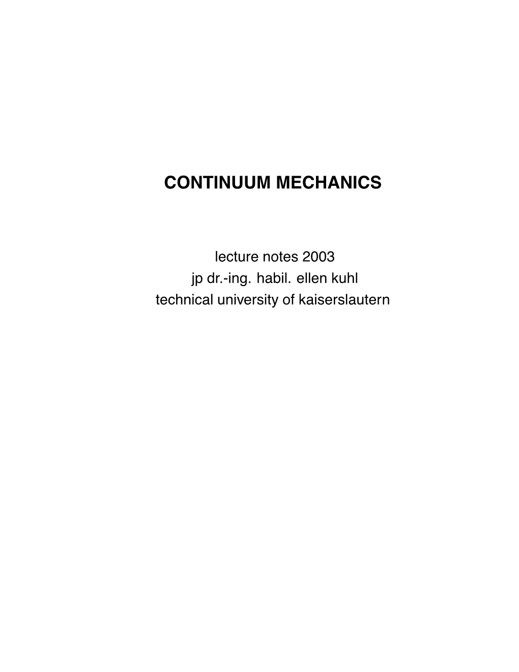 Continuum Mechanics