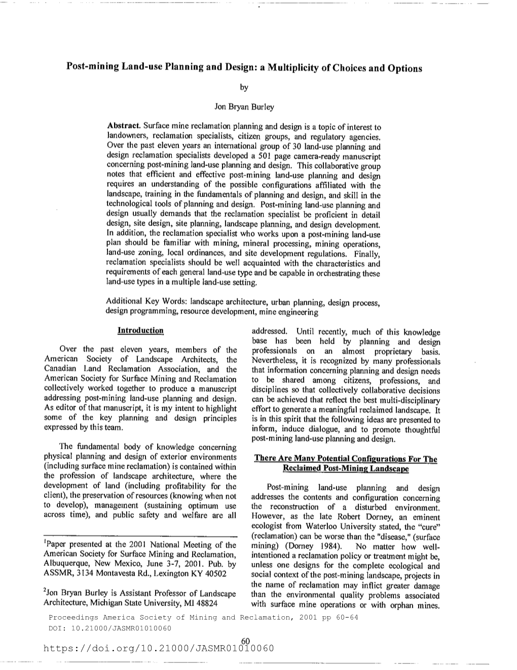 Post-Mining Land-Use Planning and Design