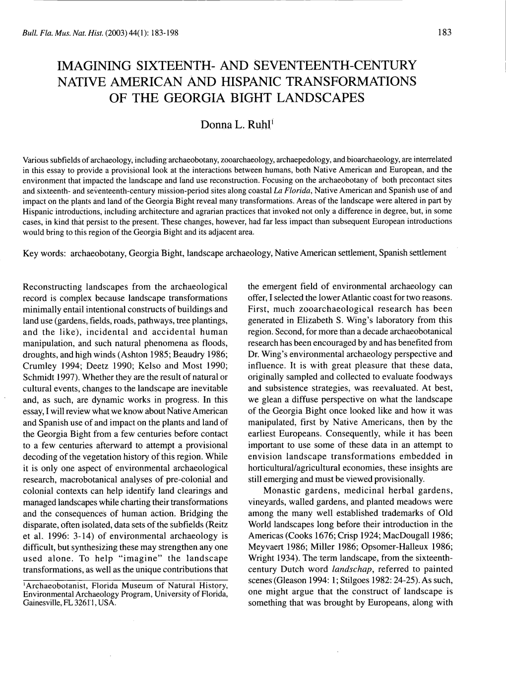 And Seventeenth-Century Native American and Hispanic Transformations of the Georgia Bight Landscapes