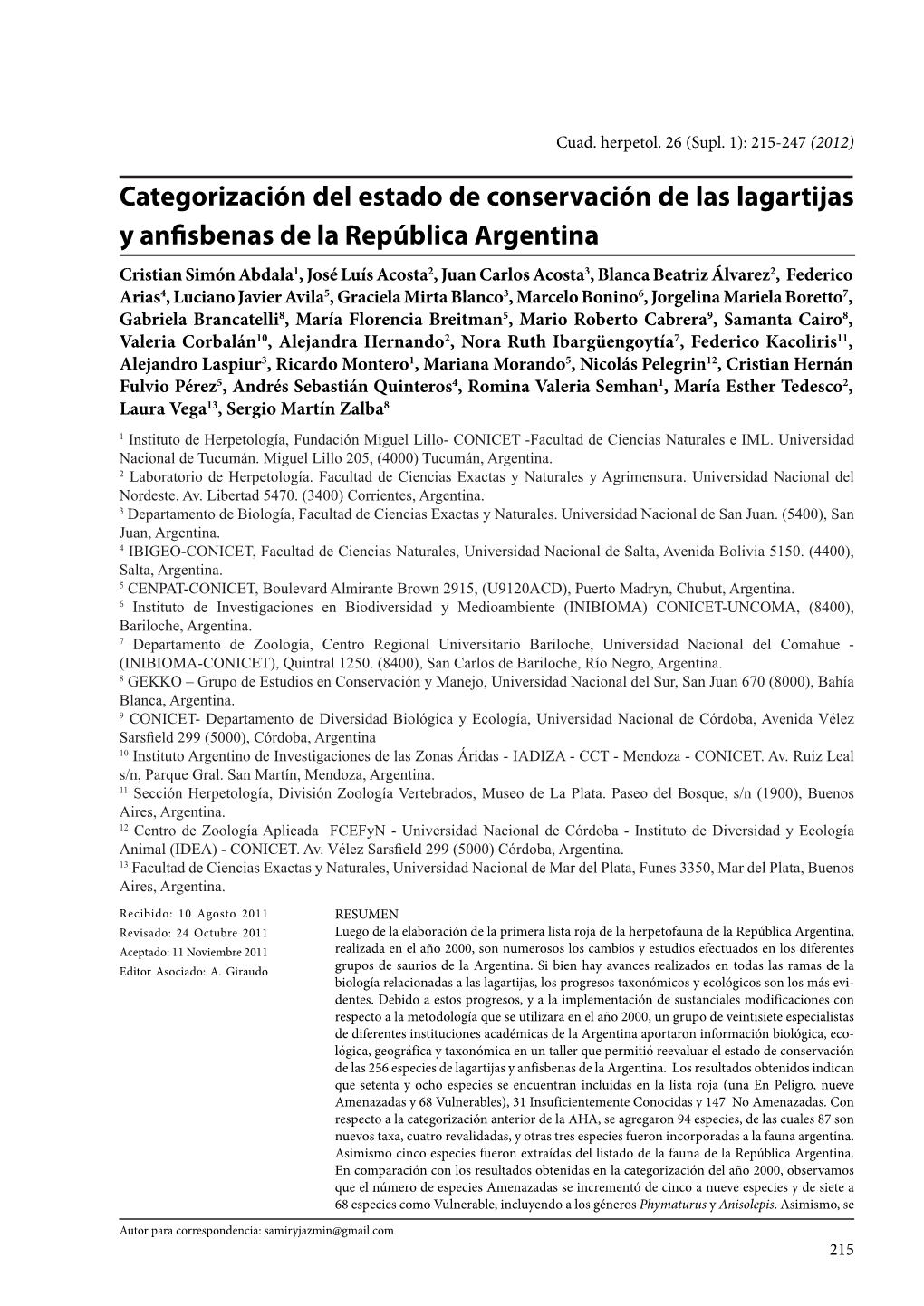 Categorización Del Estado De Conservación De Las Lagartijas Y