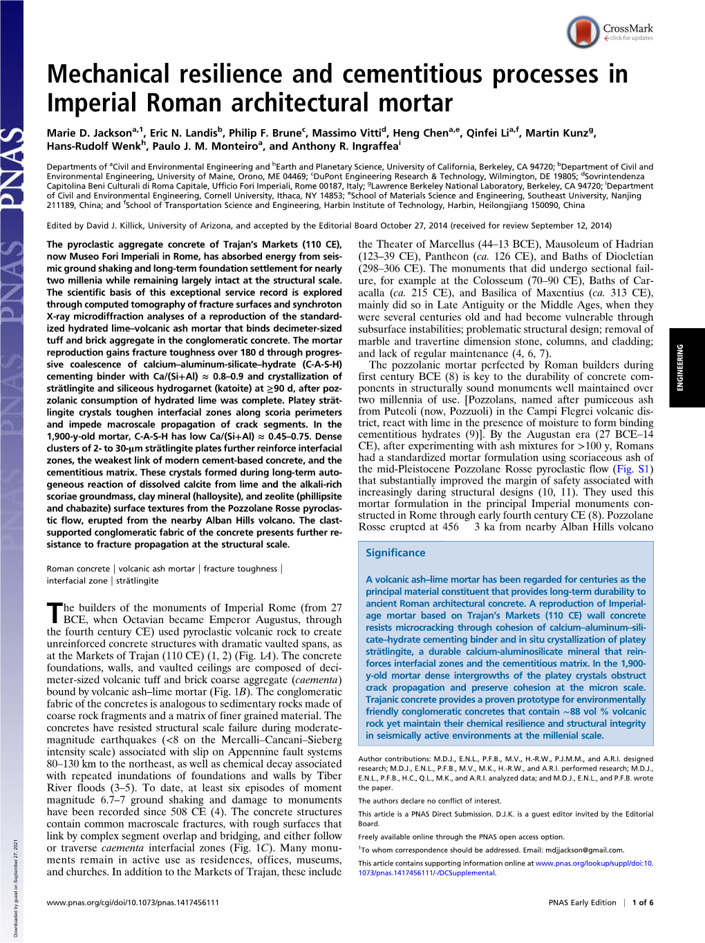 Mechanical Resilience and Cementitious Processes in Imperial Roman Architectural Mortar