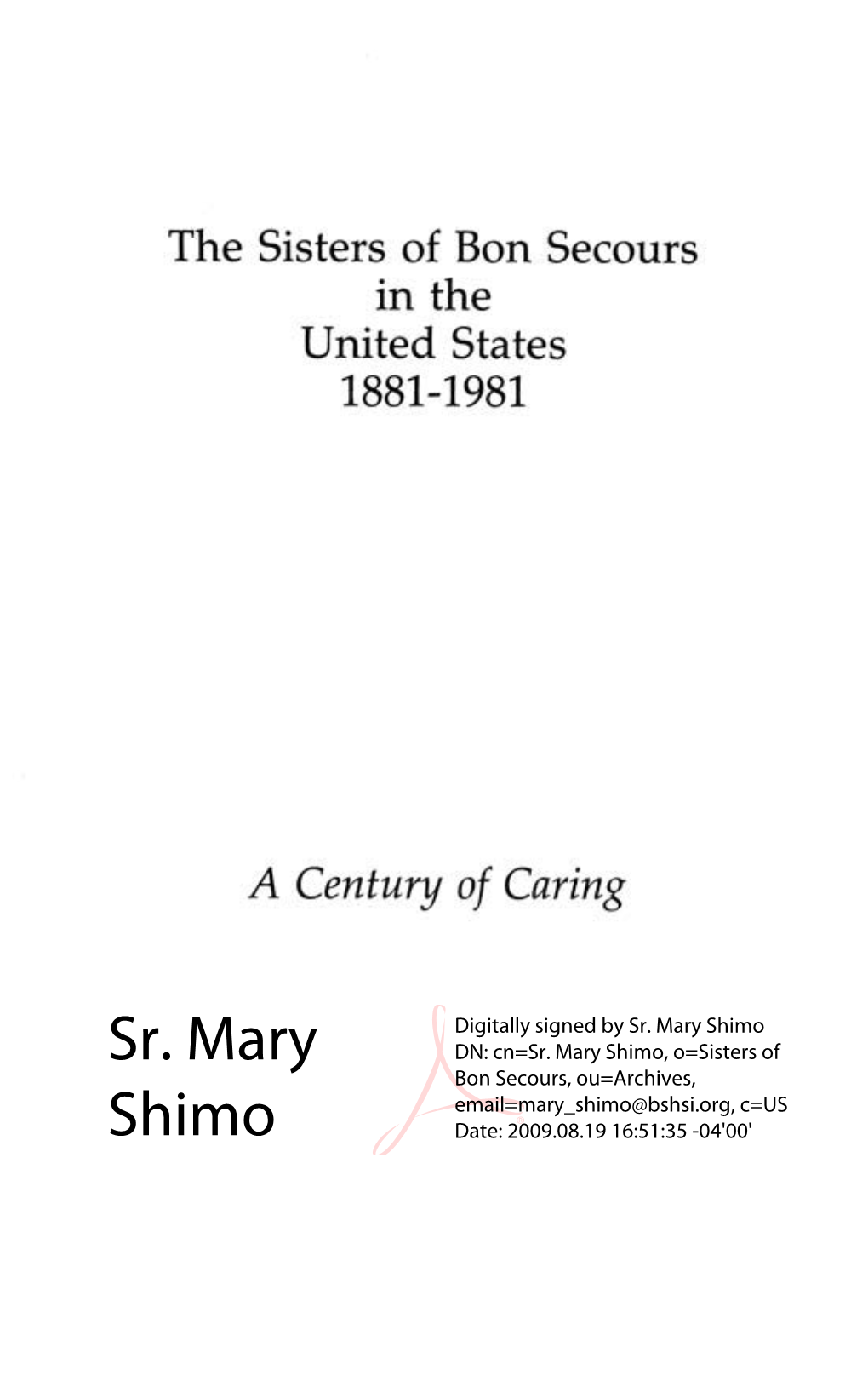 A Century of Caring 1881 – 1981