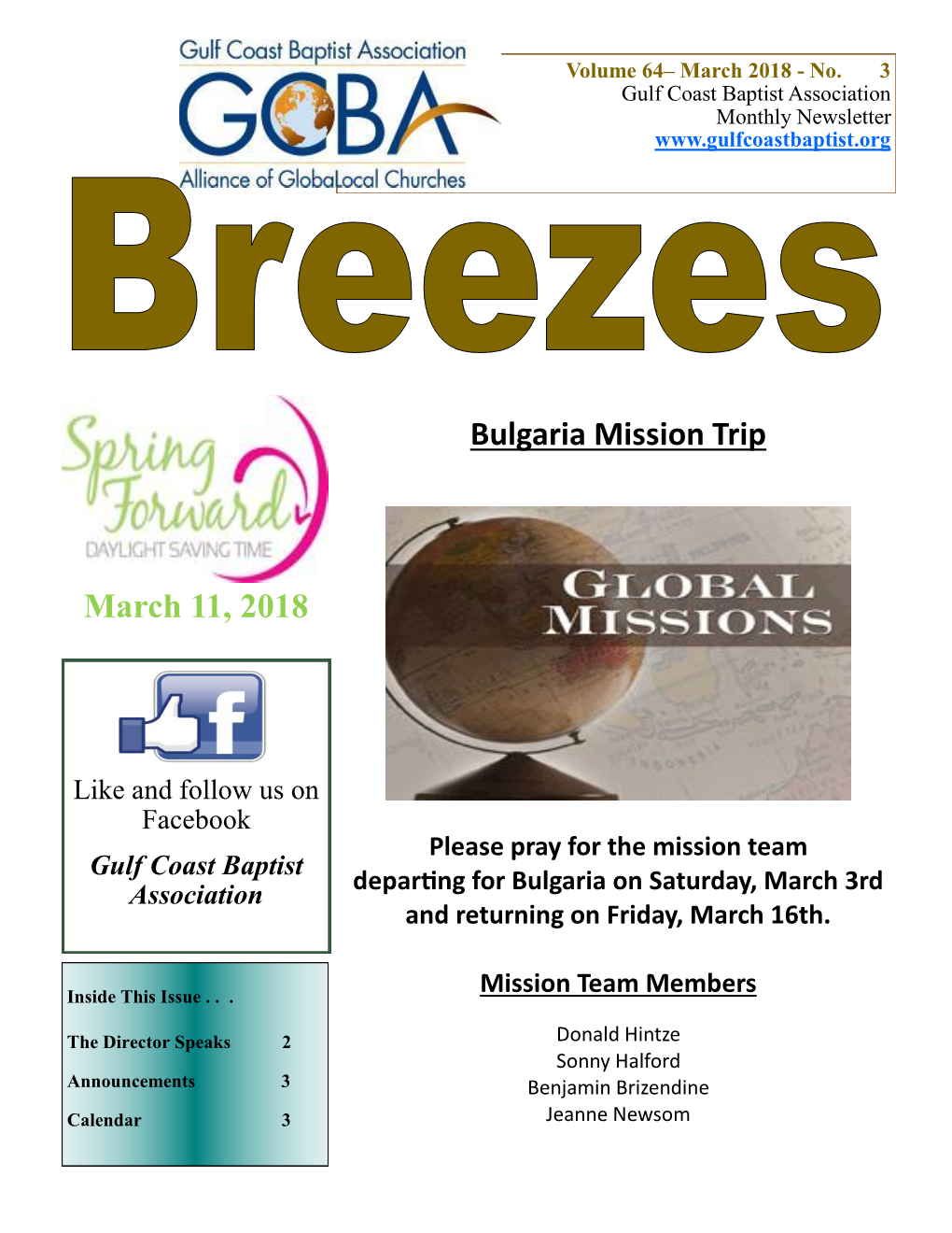 Bulgaria Mission Trip March 11, 2018