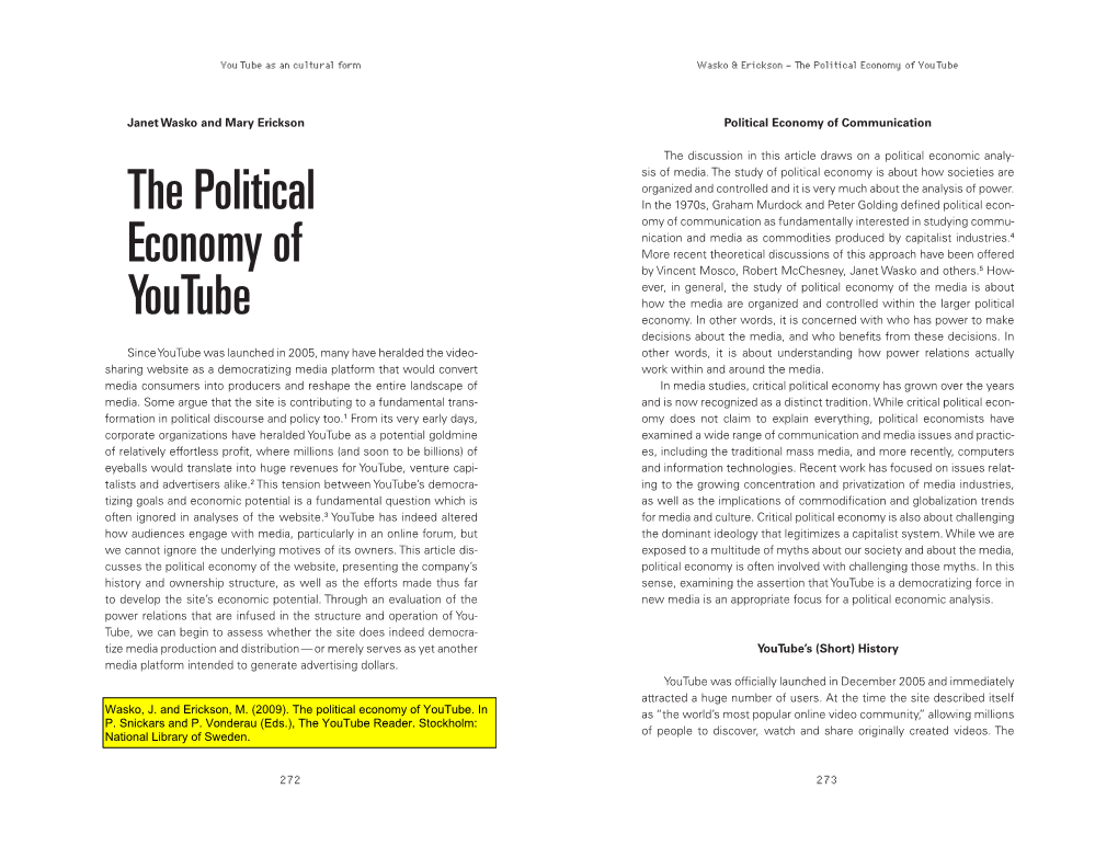 The Political Economy of Youtube