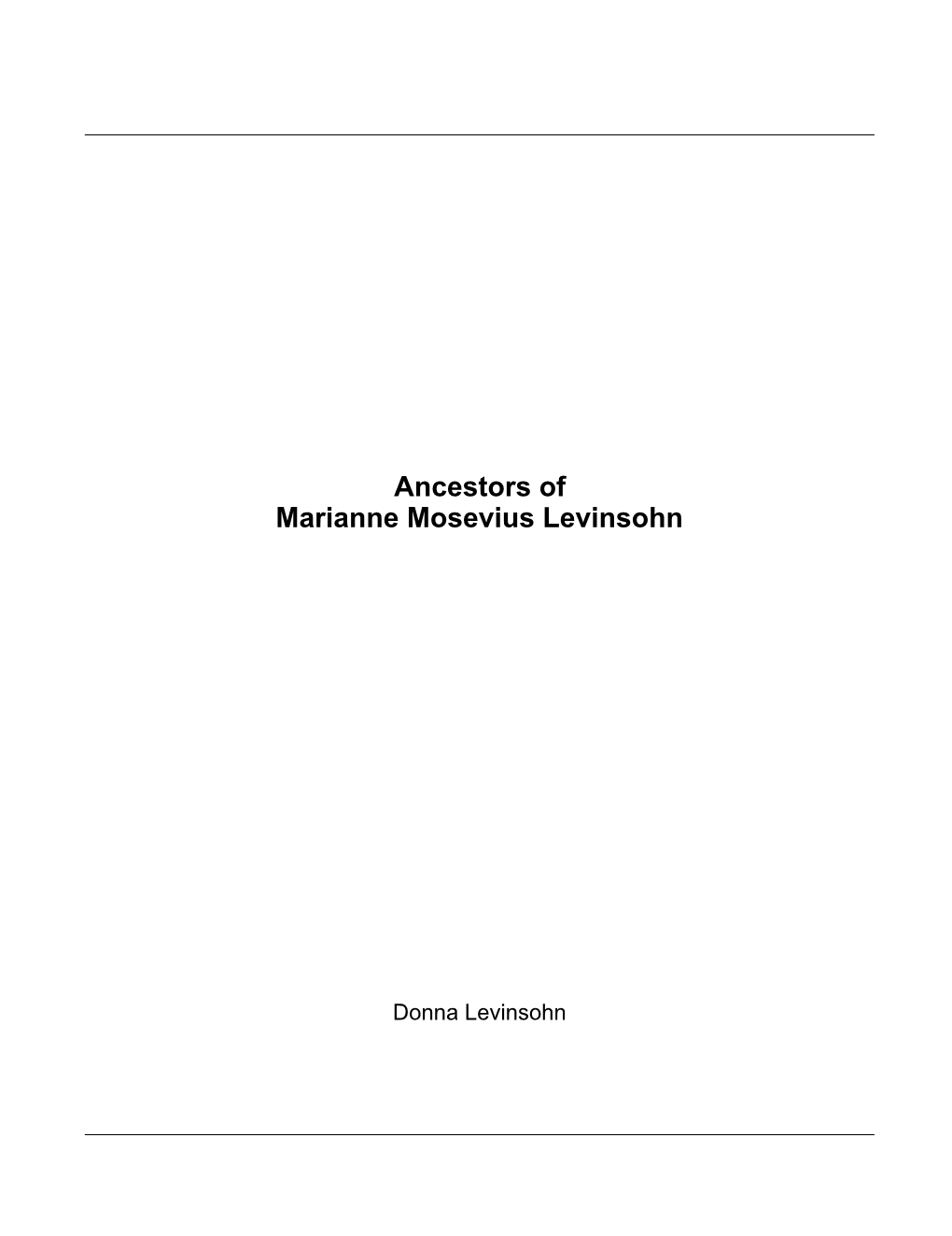 Ancestors of Marianne Mosevius Levinsohn