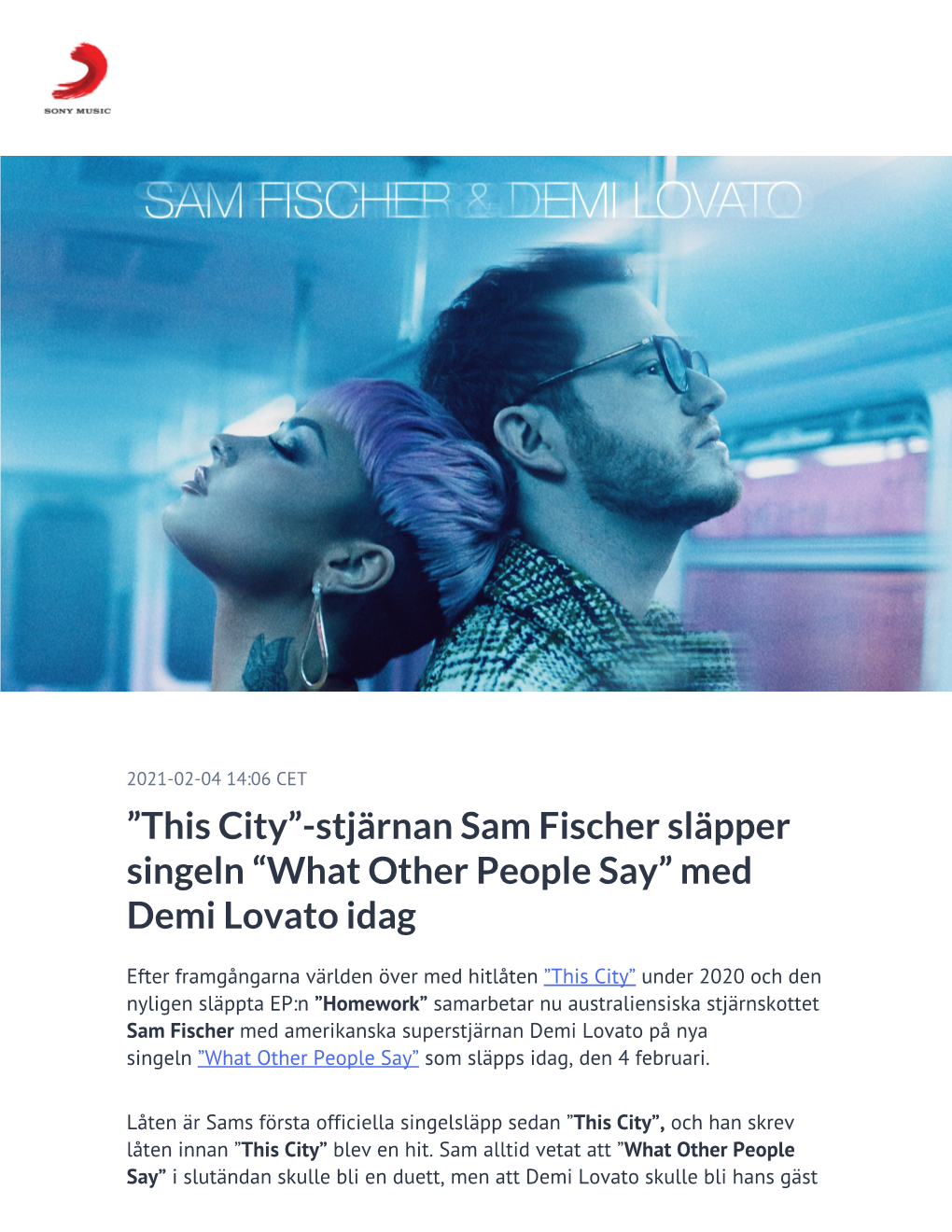 ​”This City”-Stjärnan Sam Fischer Släpper Singeln “What Other People