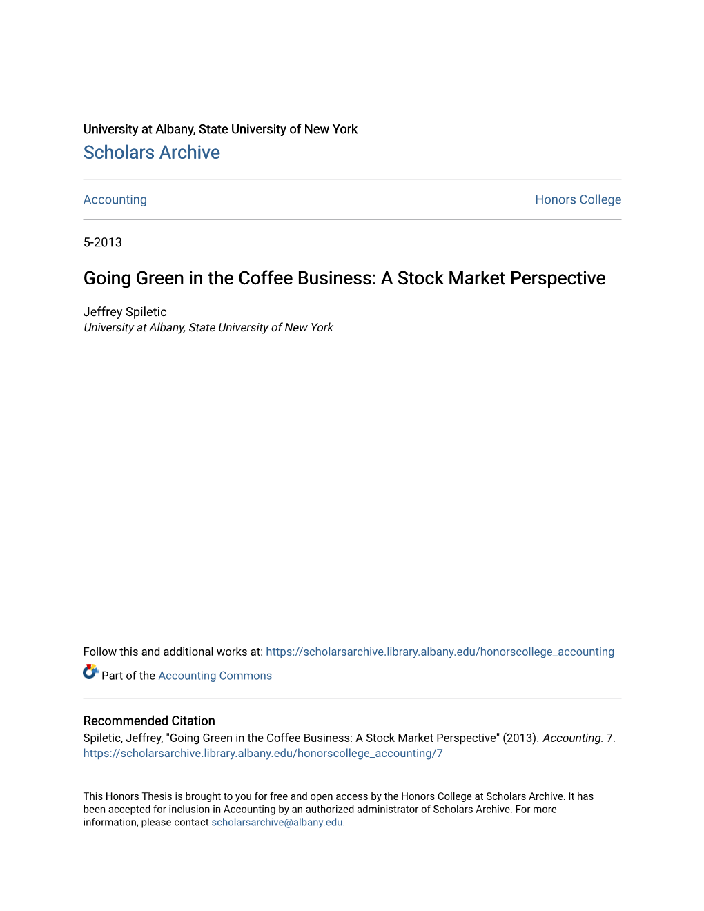 Going Green in the Coffee Business: a Stock Market Perspective