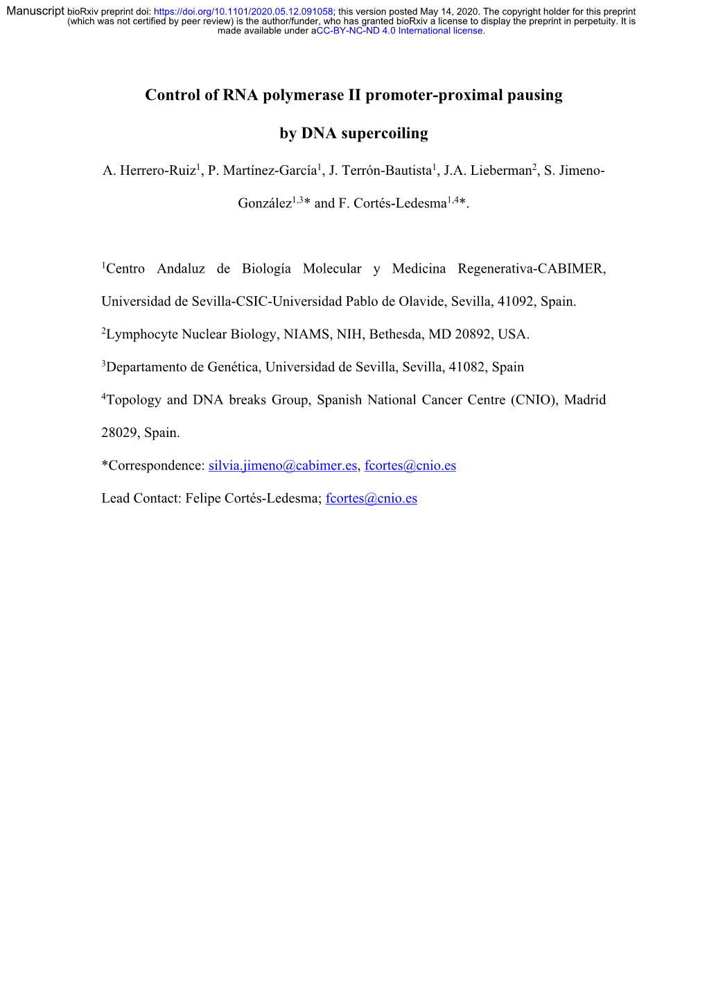 Control of RNA Polymerase II Promoter-Proximal Pausing by DNA