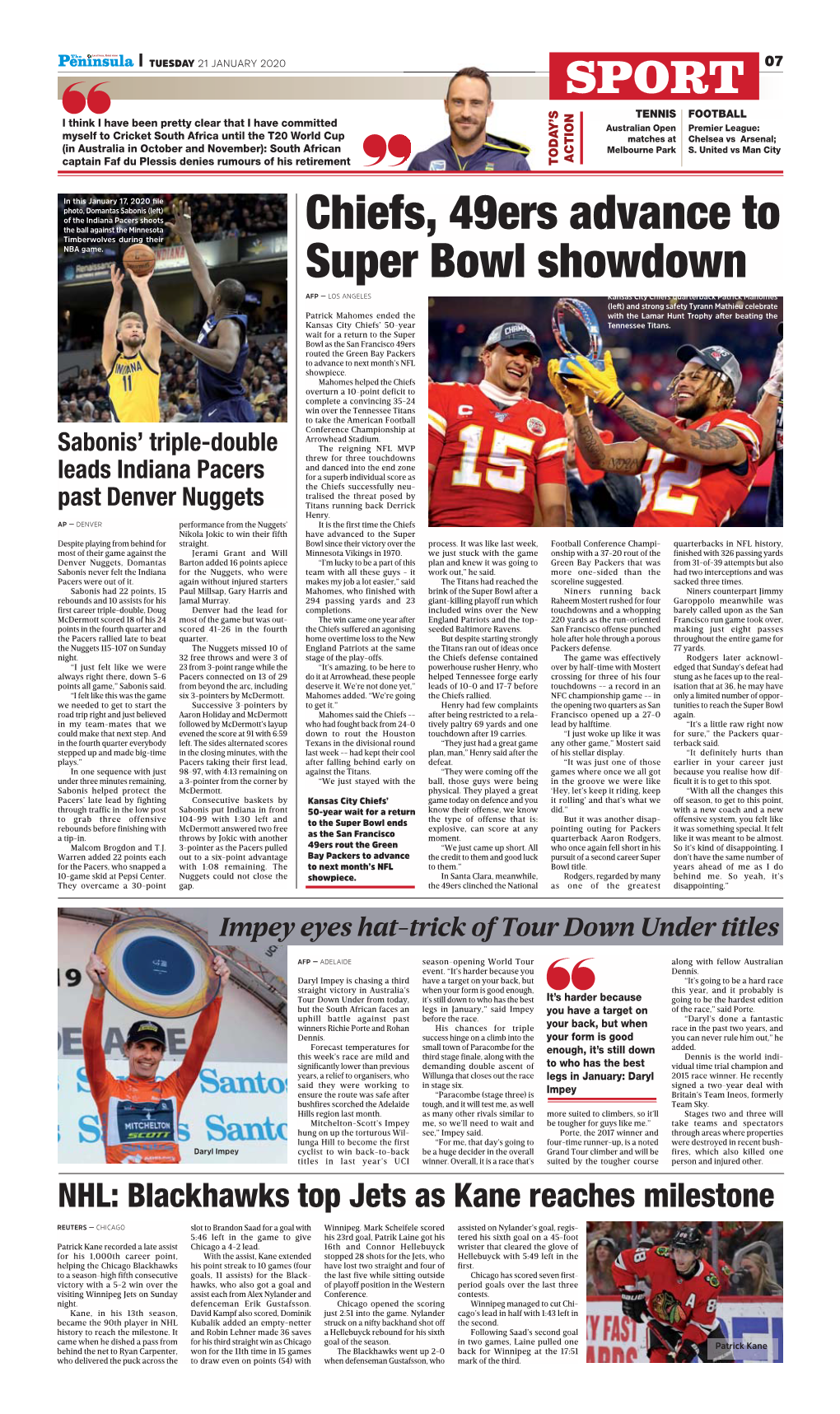 Chiefs, 49Ers Advance to Super Bowl Showdown