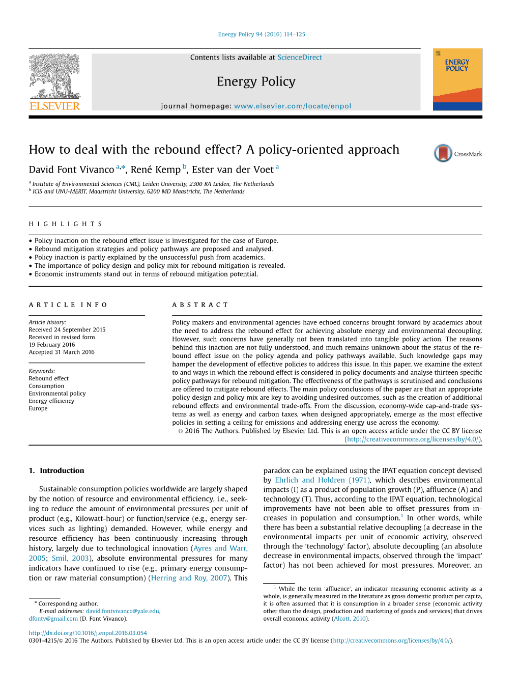 How to Deal with the Rebound Effect? a Policy-Oriented Approach