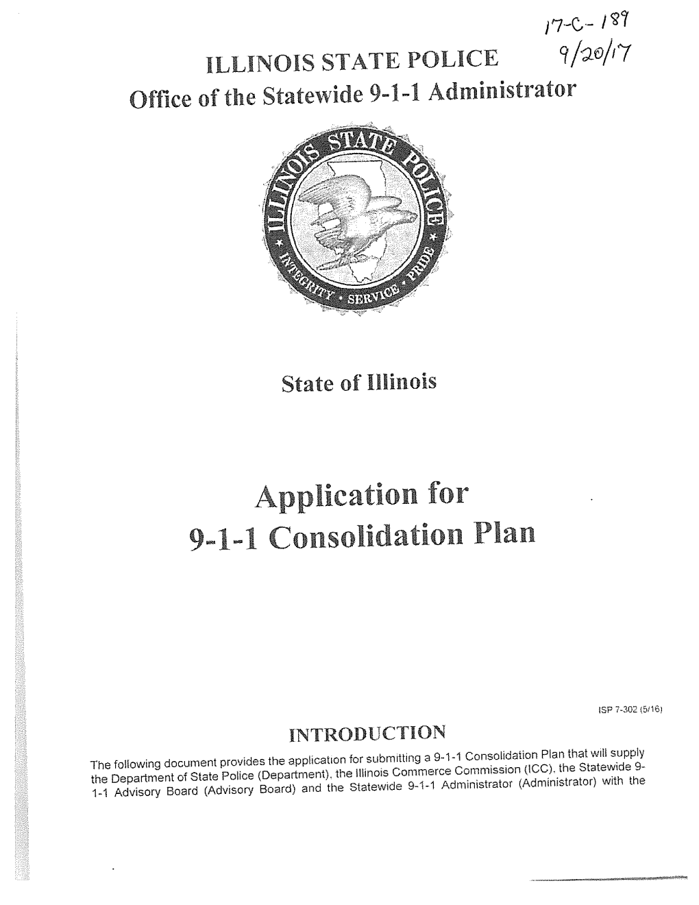 Application for 9-1-1 Consolidation Plan