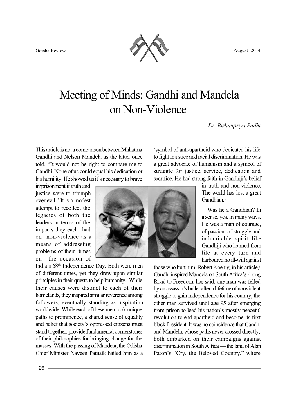 Meeting of Minds: Gandhi and Mandela on Non-Violence