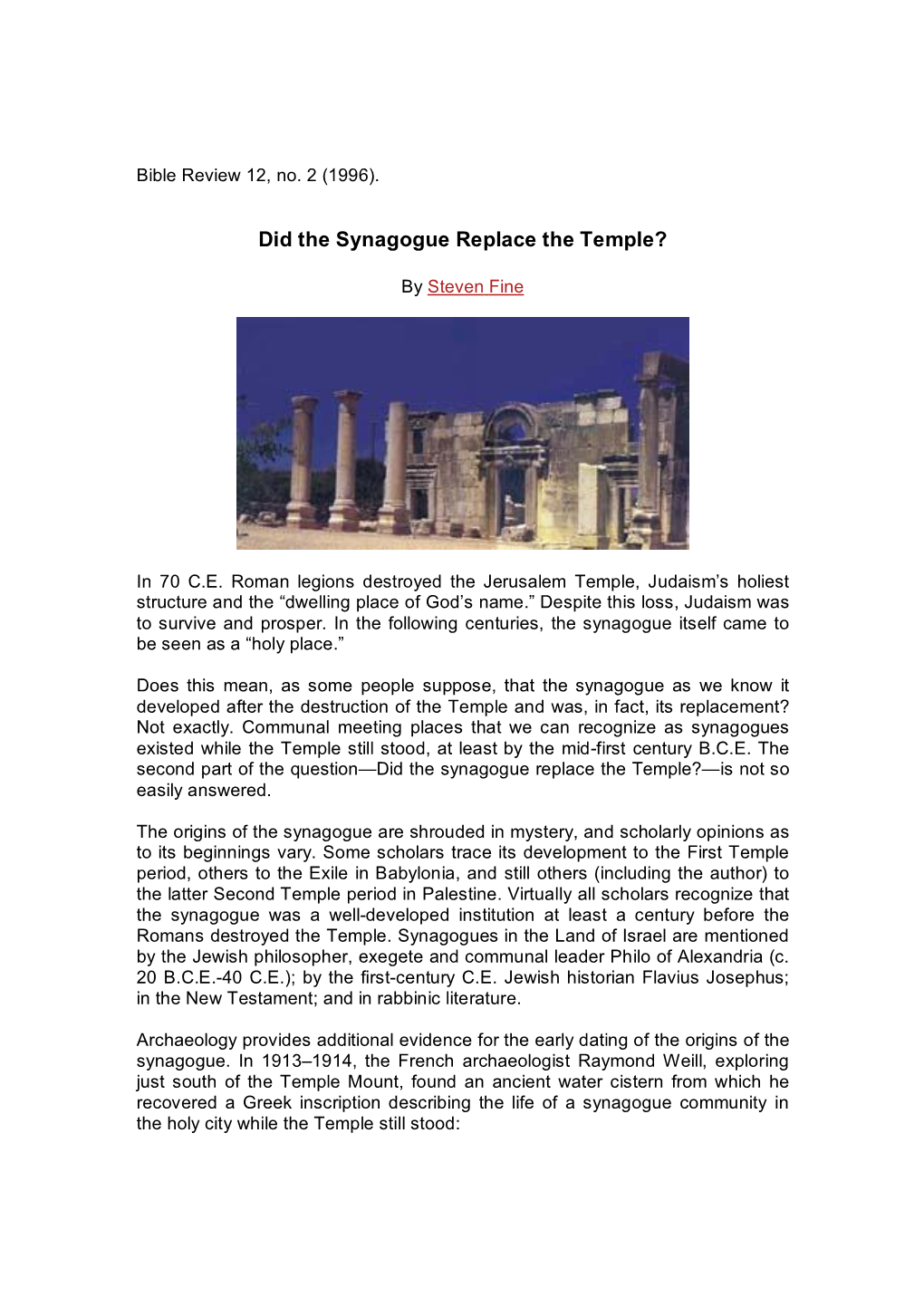 Did the Synagogue Replace the Temple?