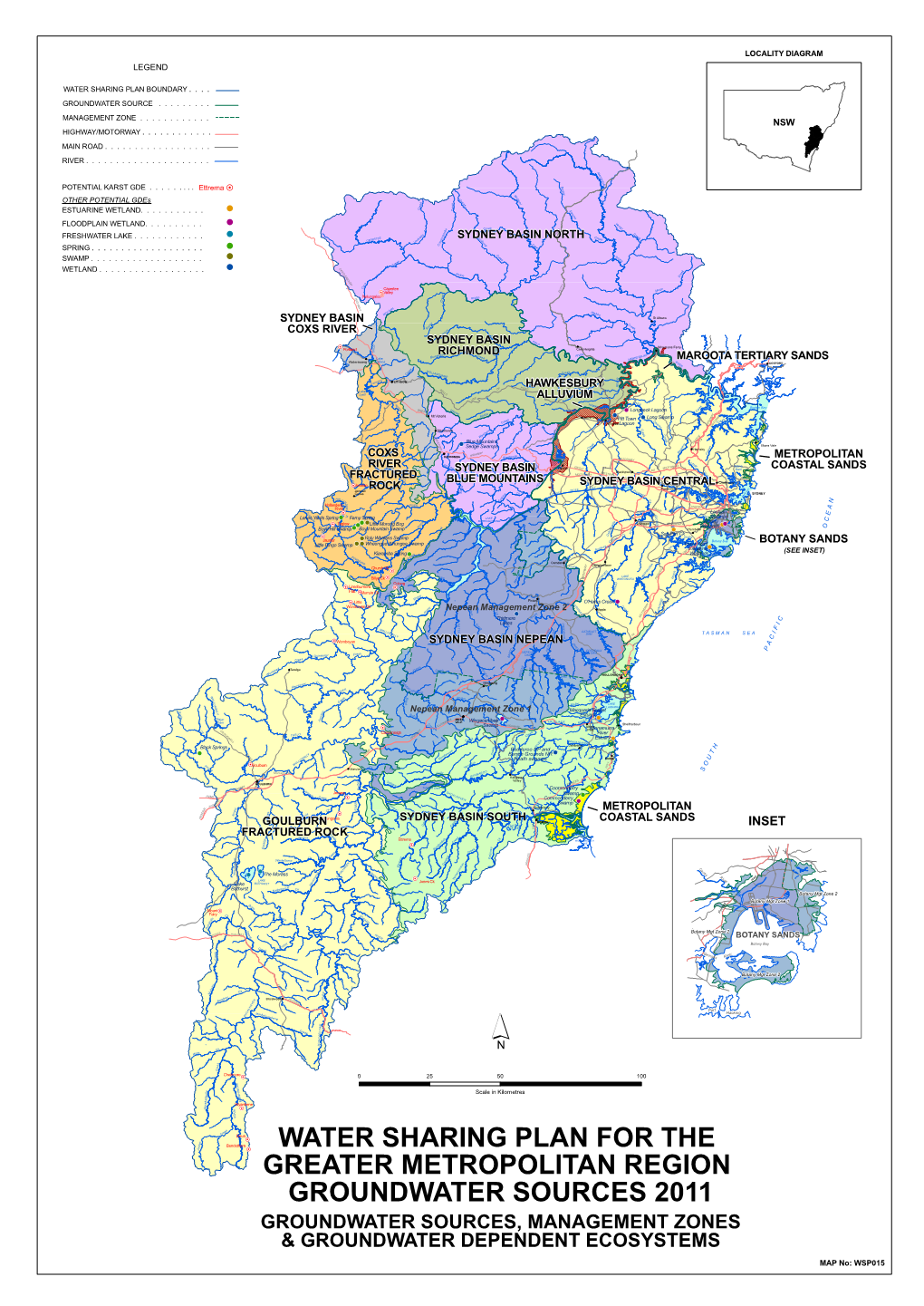 GROUNDWATER SOURCES, MANAGEMENT ZONES & GROUNDWATER DEPENDENT ECOSYSTEMS MAP No: WSP015