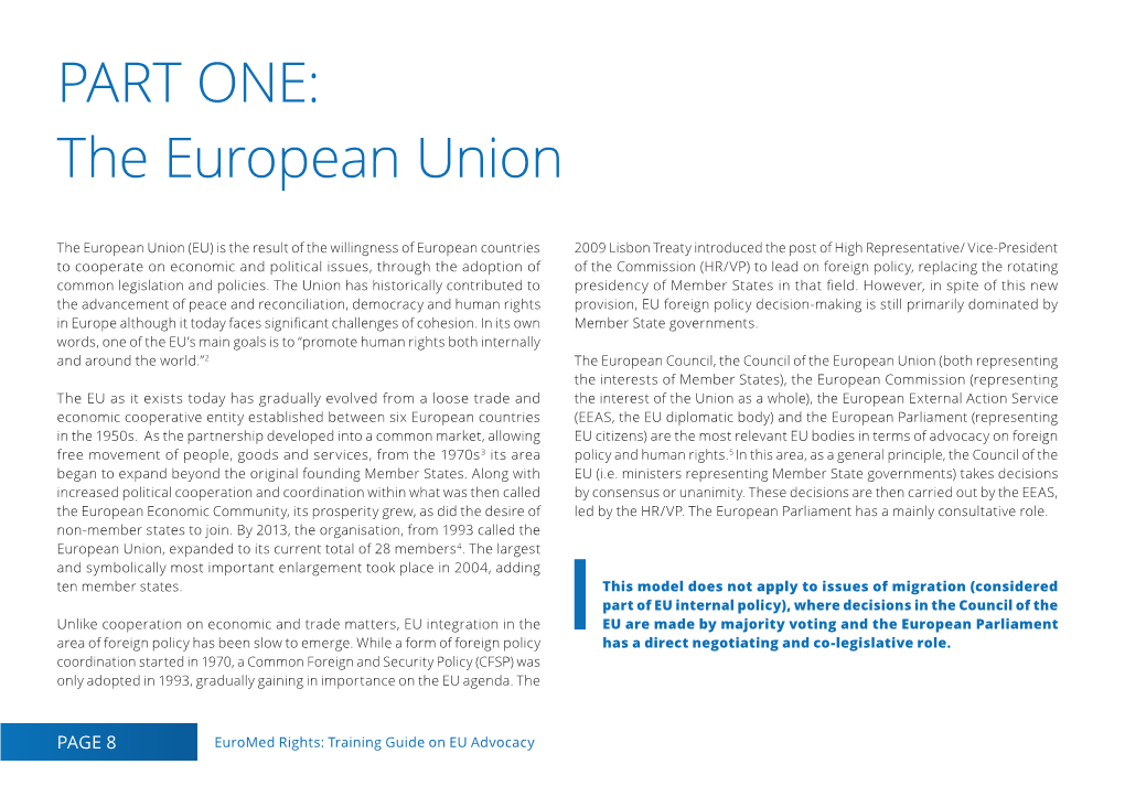 PART ONE: the European Union