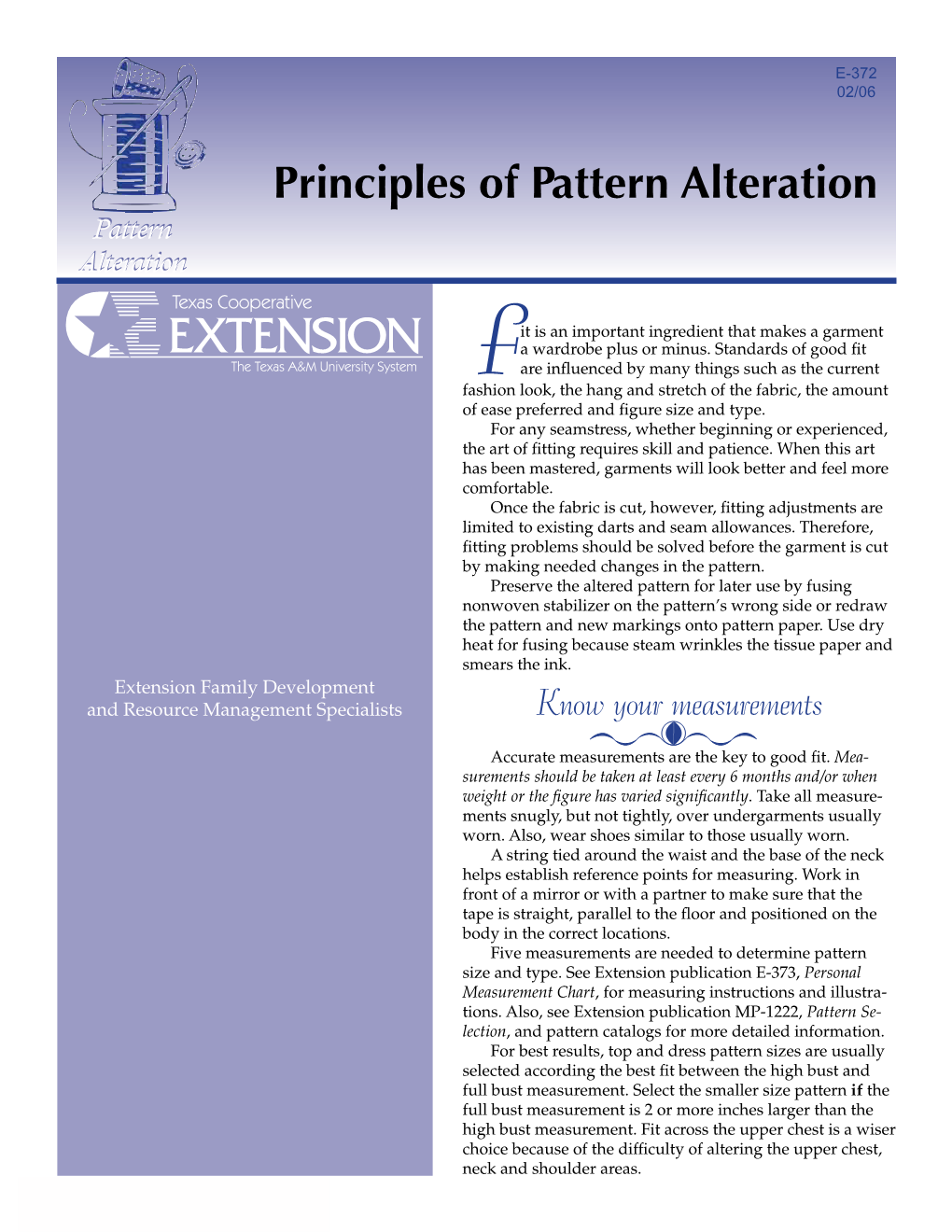 Principles of Pattern Alteration Pattern Alteration