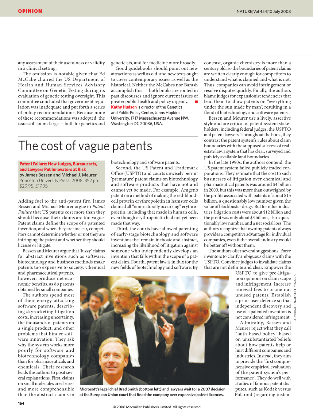 The Cost of Vague Patents Estate Law, a System That Has Clear, Surveyed and Publicly Available Land Boundaries