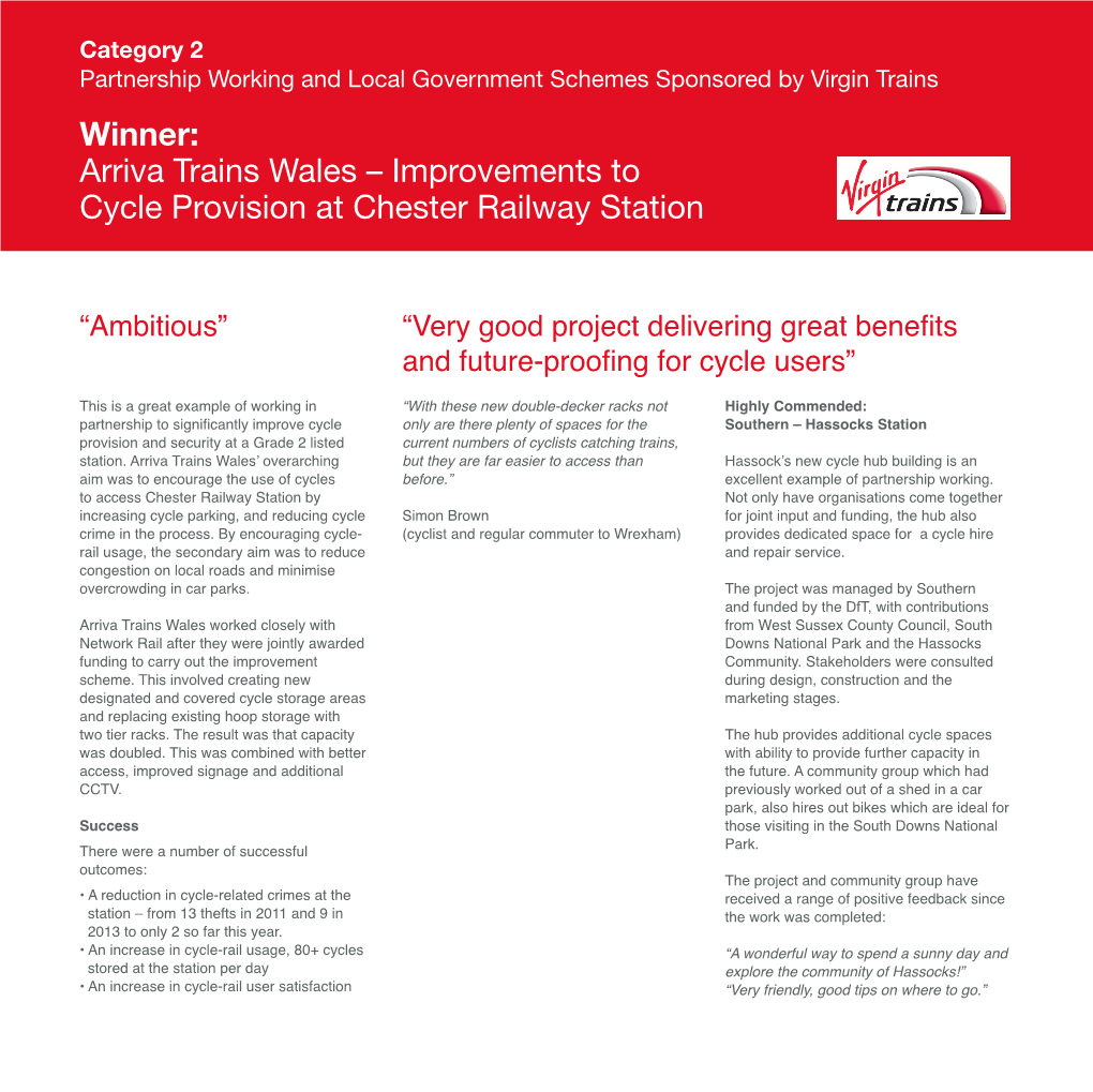 Arriva Trains Wales – Improvements to Cycle Provision at Chester Railway Station
