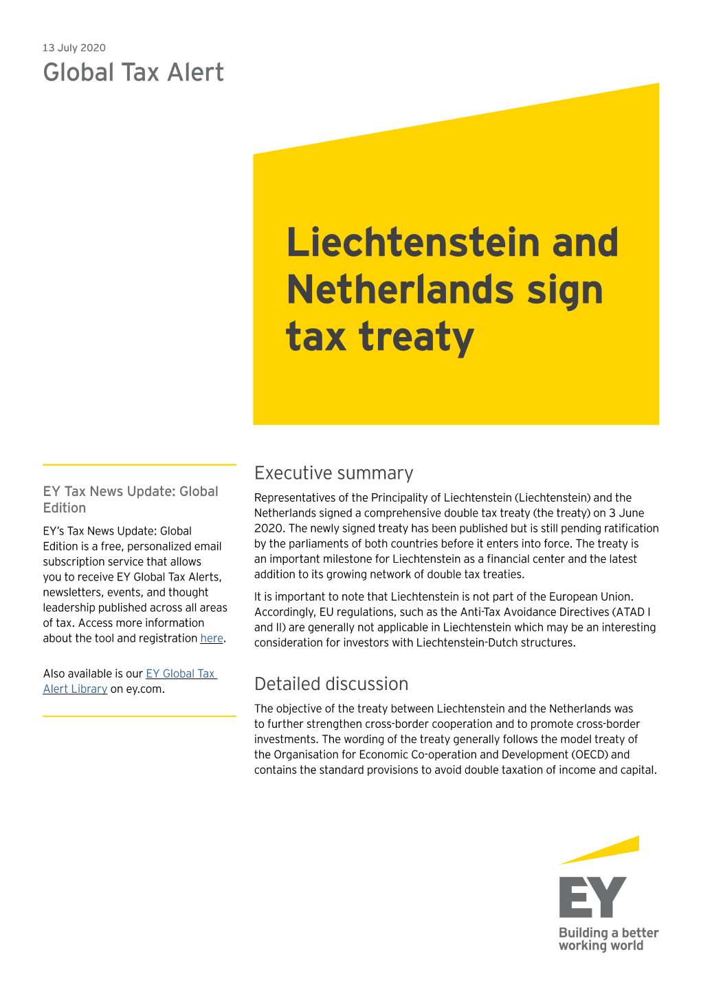 Liechtenstein and Netherlands Sign Tax Treaty