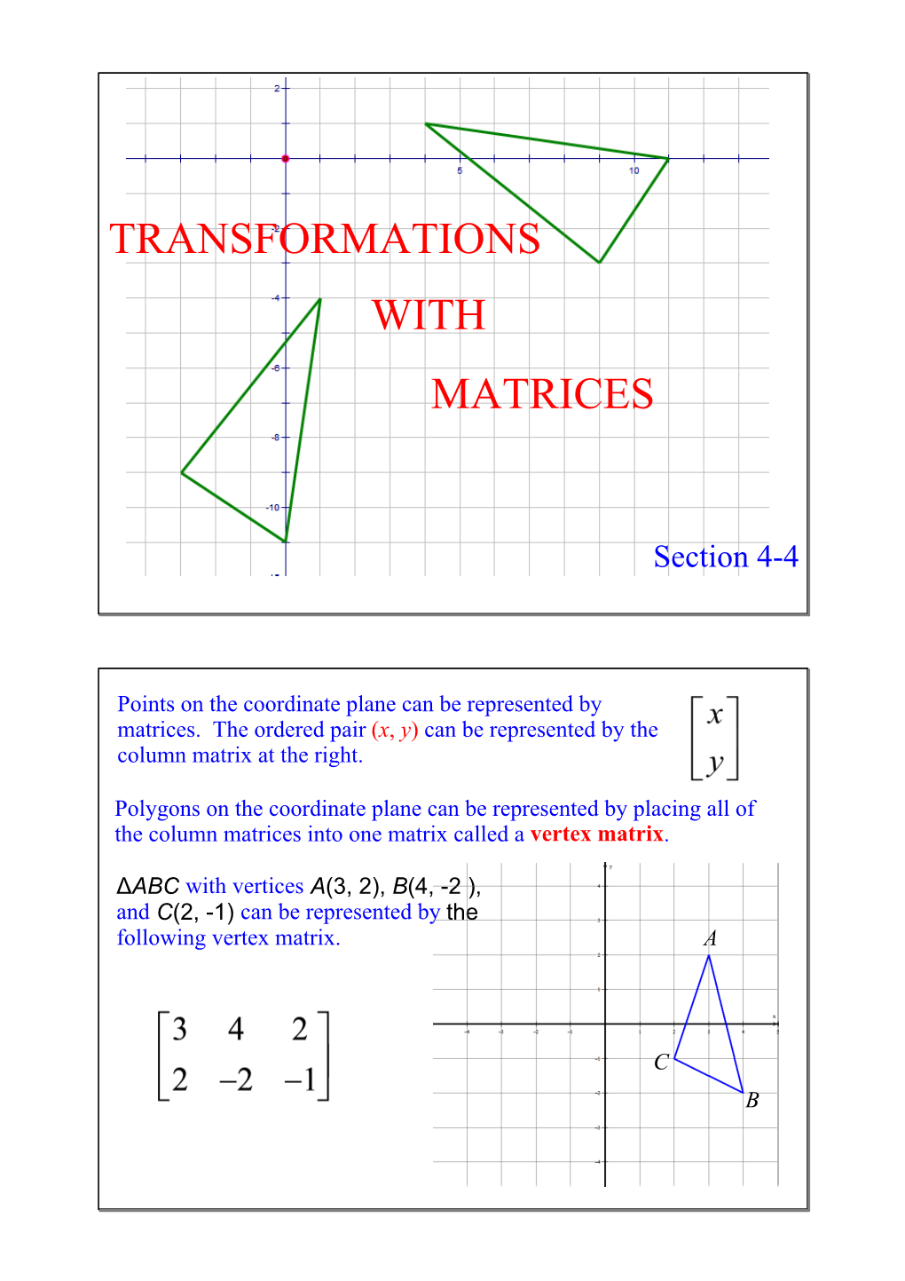 Transformations with Matrices