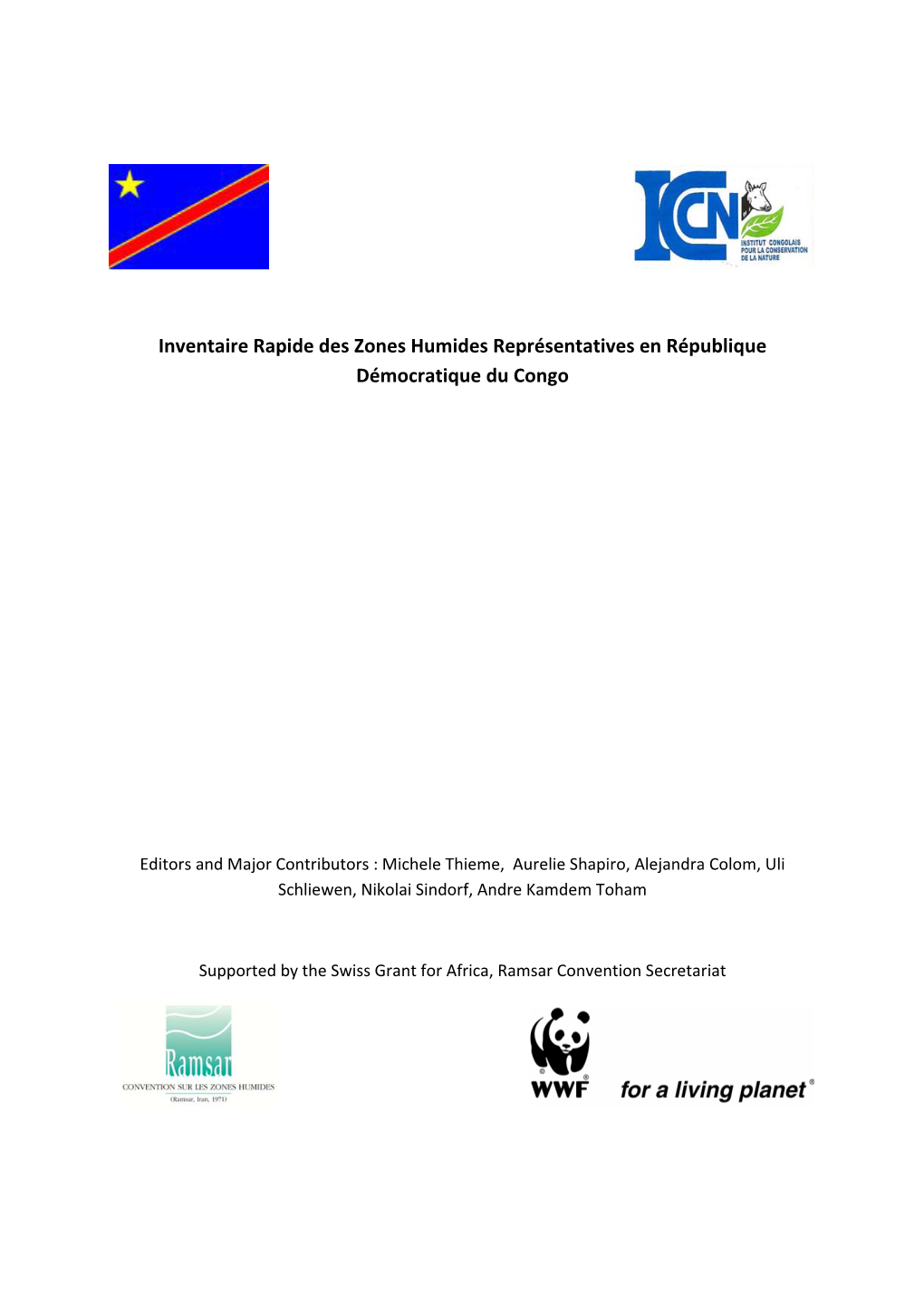 Inventaire Rapide Des Zones Humides Représentatives En République Démocratique Du Congo