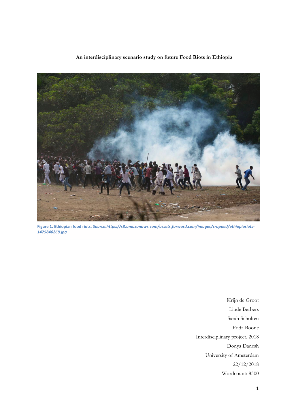1 an Interdisciplinary Scenario Study on Future Food Riots in Ethiopia