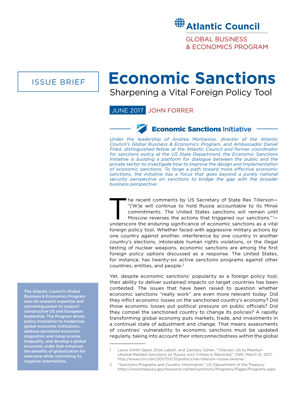 Economic Sanctions Sharpening a Vital Foreign Policy Tool