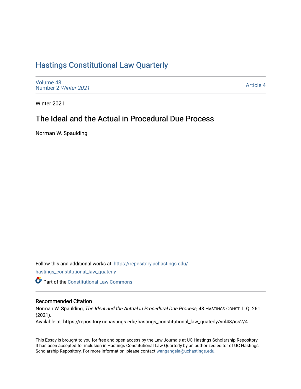 The Ideal and the Actual in Procedural Due Process