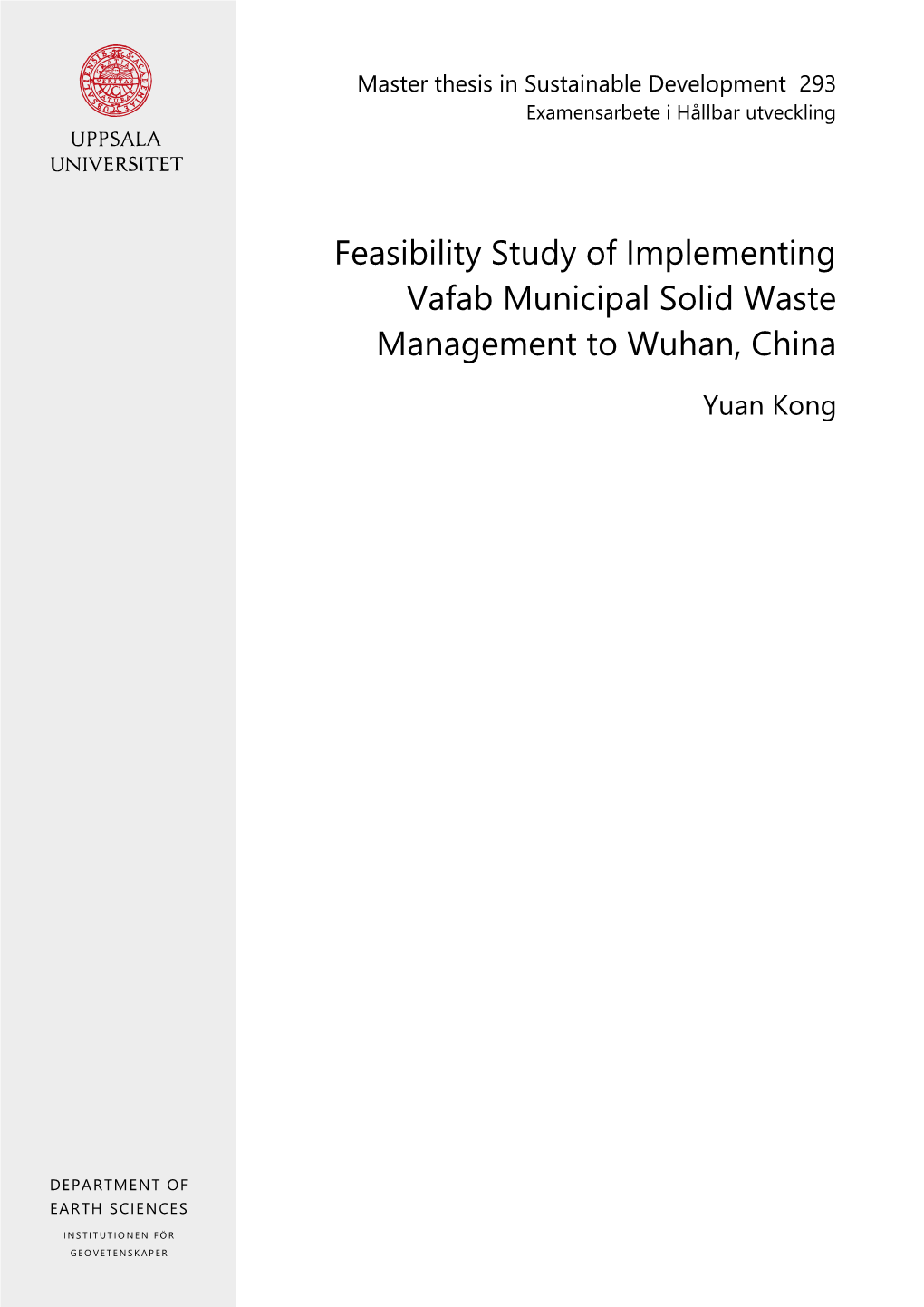 Feasibility Study of Implementing Vafab Municipal Solid Waste Management to Wuhan, China