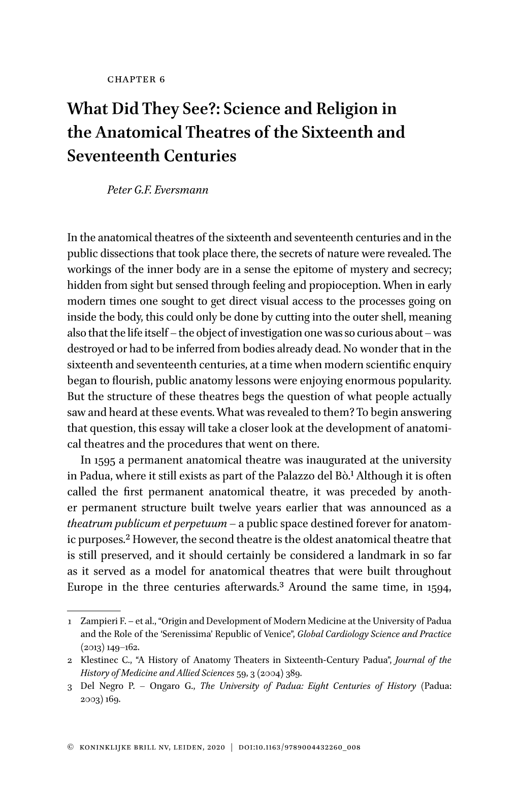 Science and Religion in the Anatomical Theatres of the Sixteenth and Seventeenth Centuries