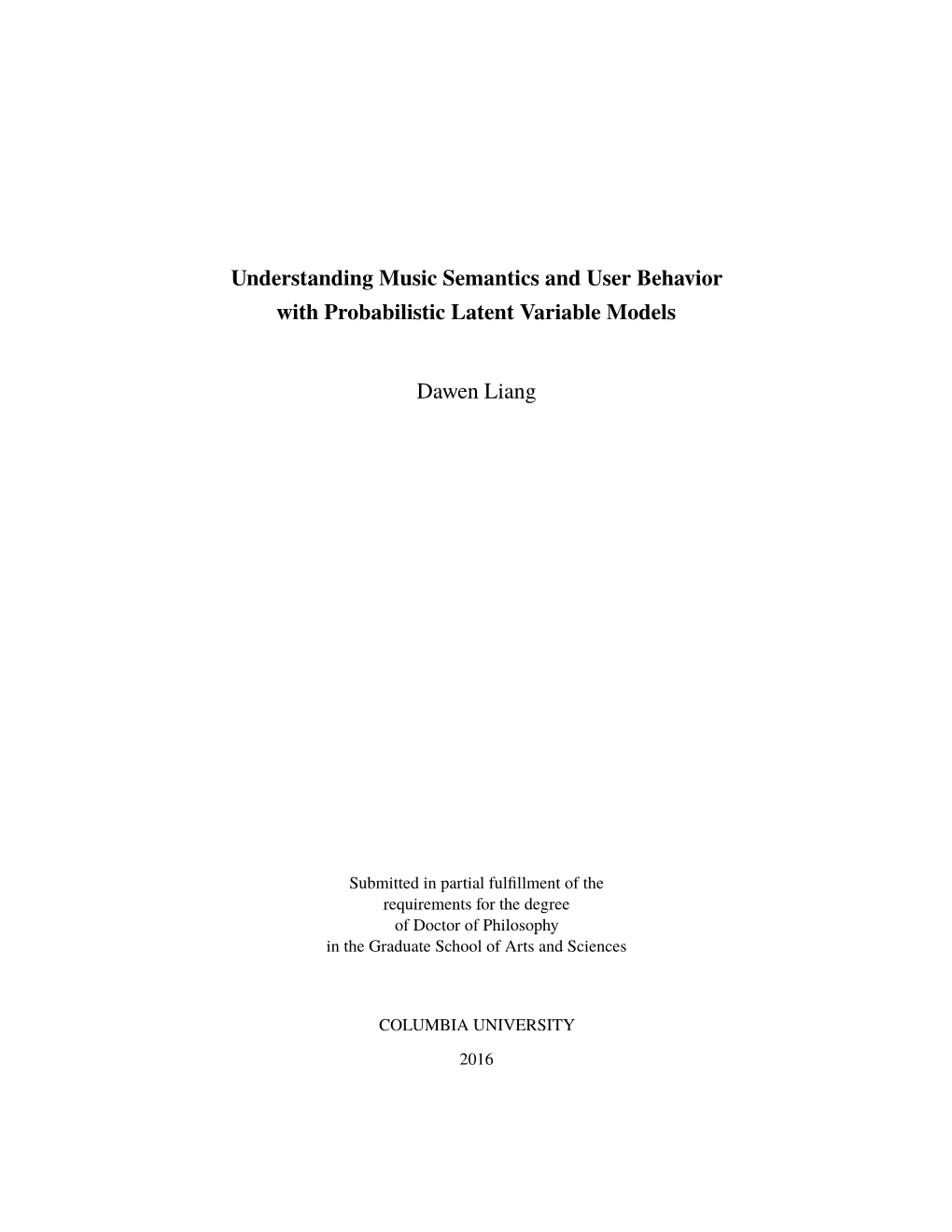 Understanding Music Semantics and User Behavior with Probabilistic Latent Variable Models