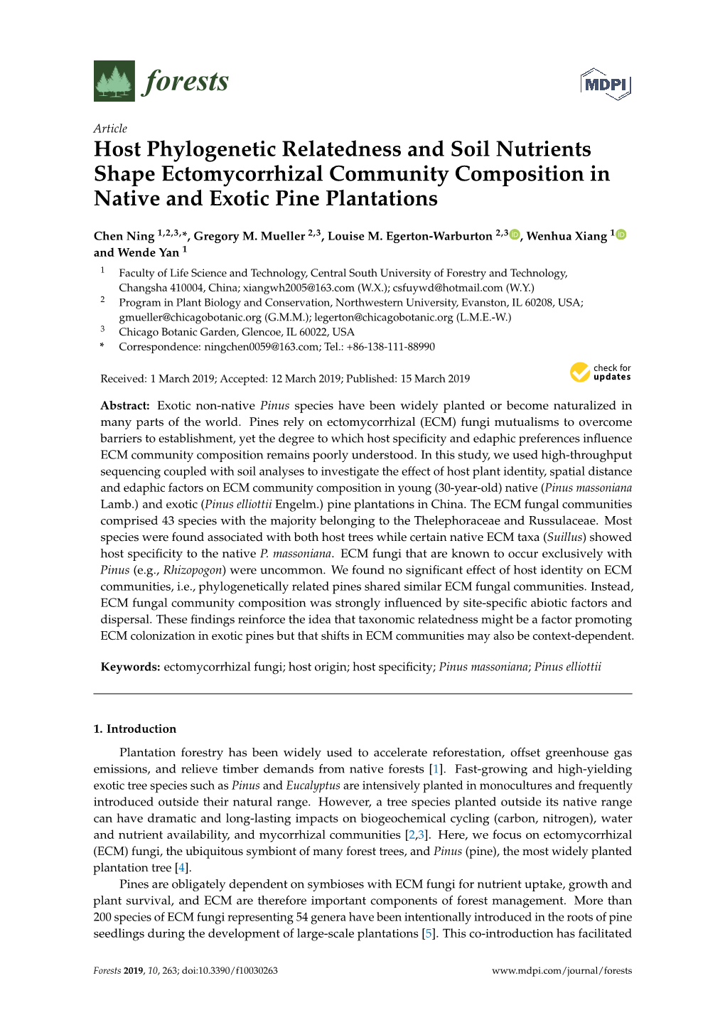 Host Phylogenetic Relatedness and Soil Nutrients Shape Ectomycorrhizal Community Composition in Native and Exotic Pine Plantations