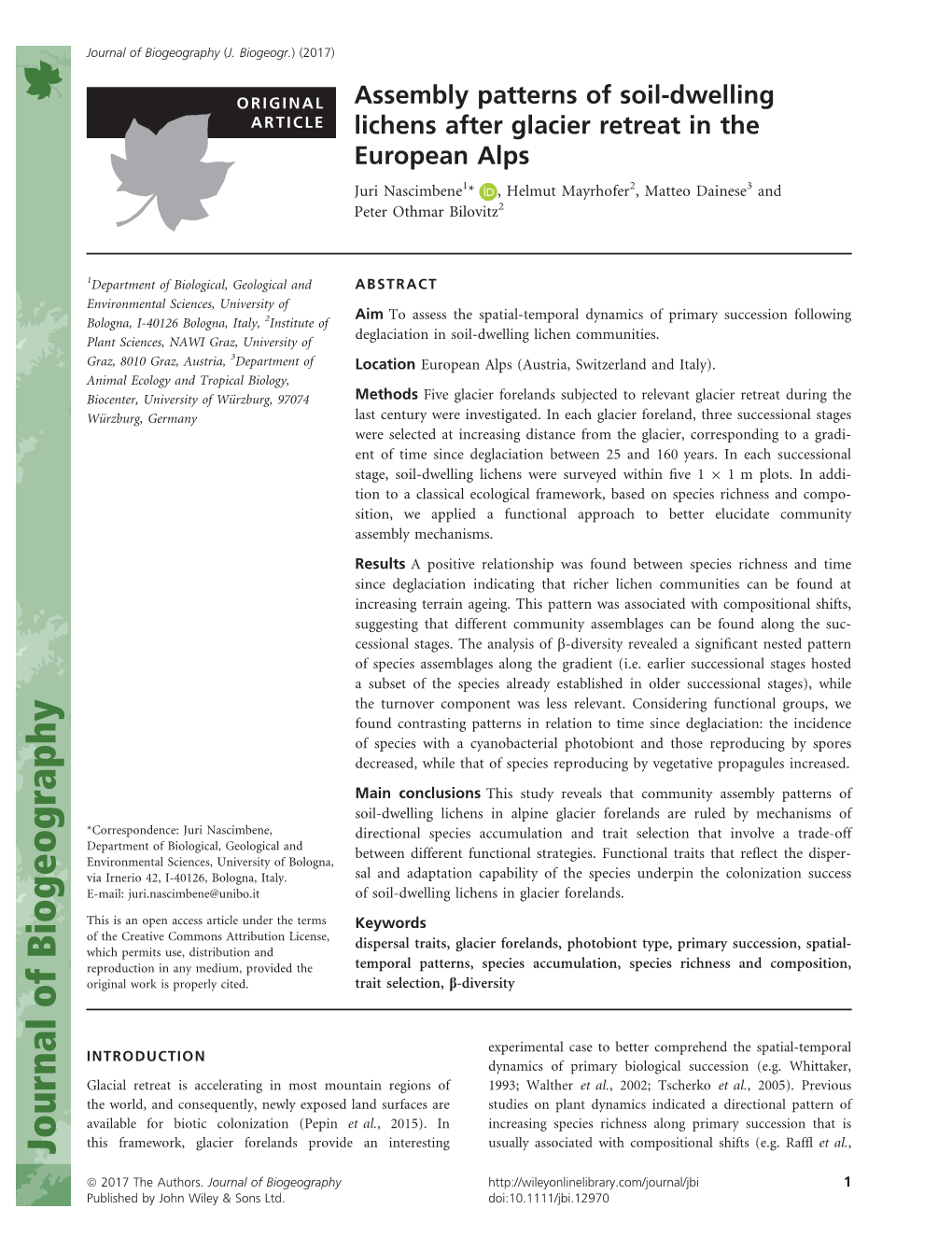 Dwelling Lichens After Glacier Retreat in the European Alps