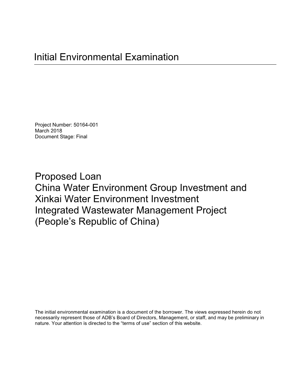 50164-001: Integrated Wastewater Management Project