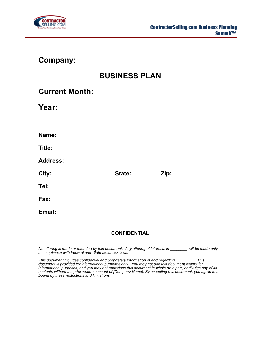 Killer Business Plan Template