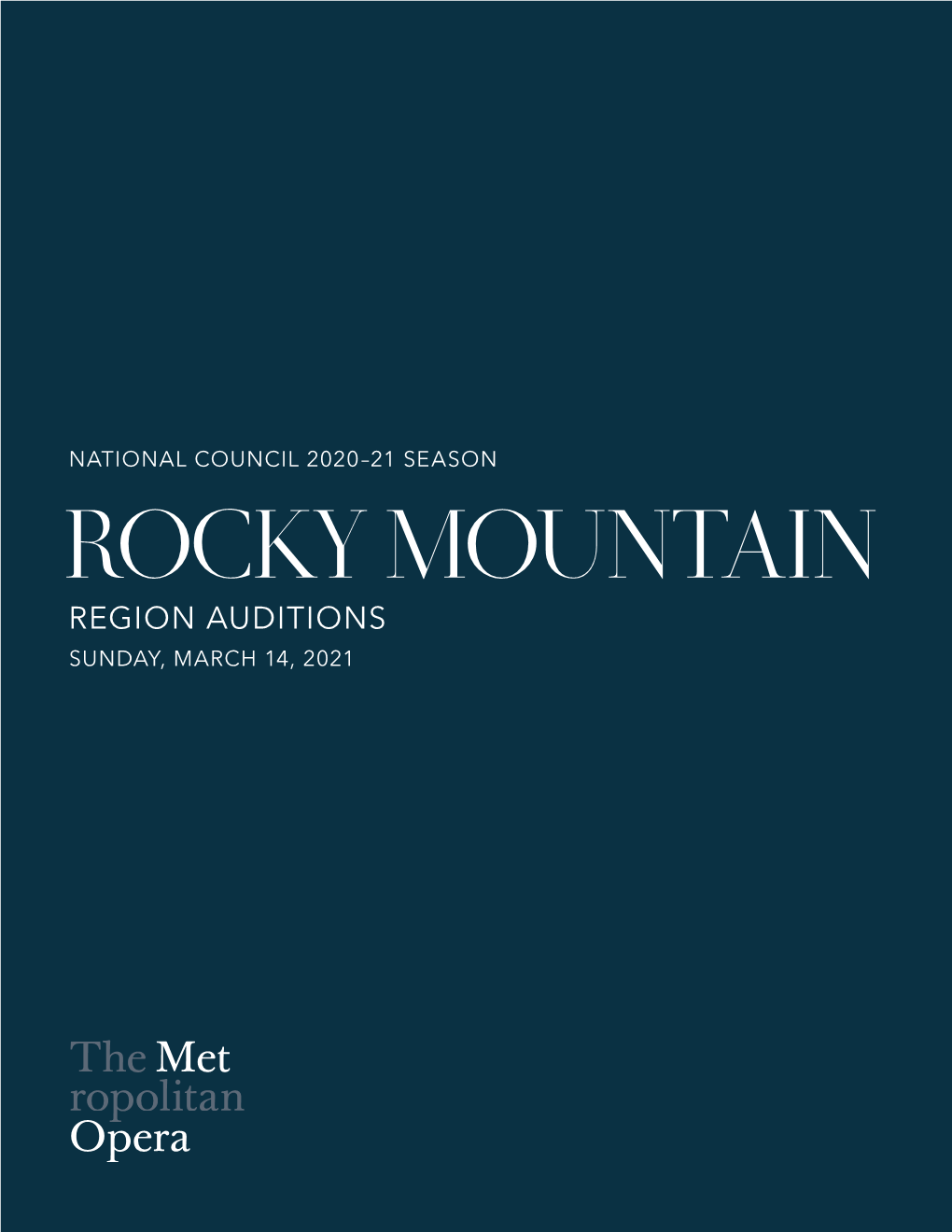 ROCKY MOUNTAIN REGION AUDITIONS SUNDAY, MARCH 14, 2021 the 2020 National Council Finalists Photo: Fay Fox / Met Opera