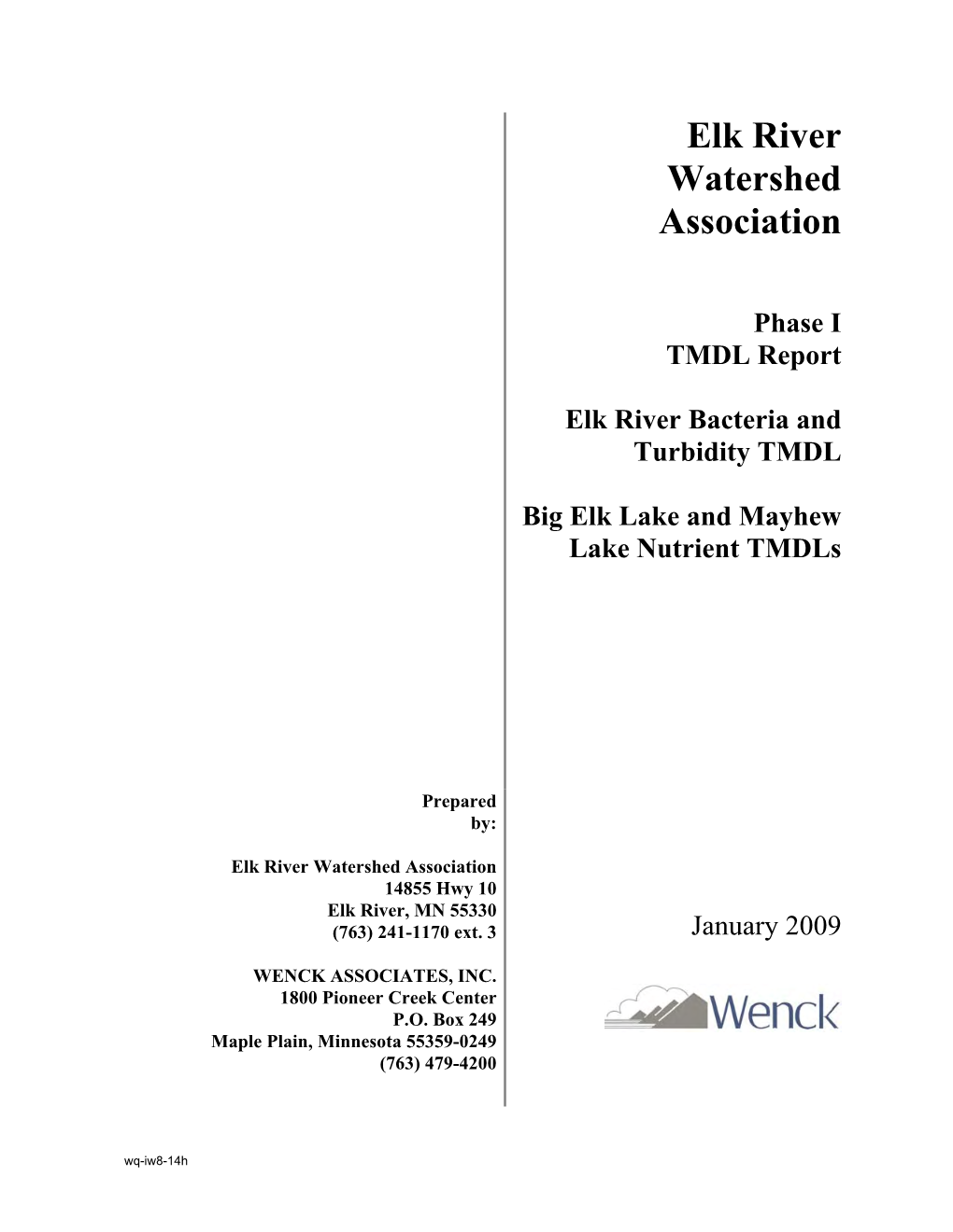 Elk River Watershed Association Phase I TMDL Report