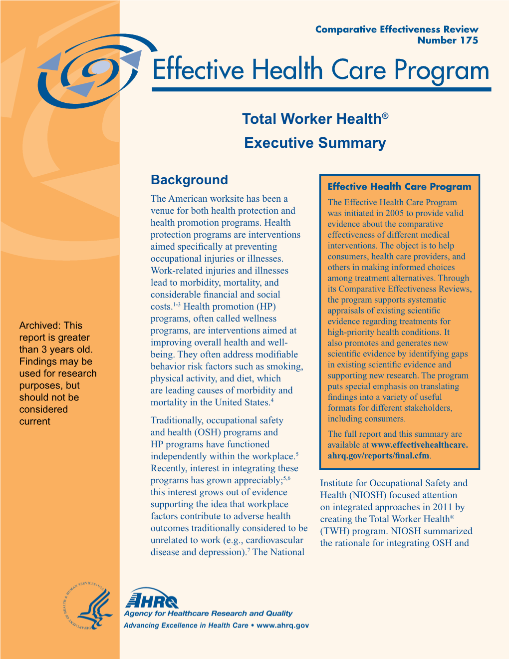 Total Worker Health® Executive Summary